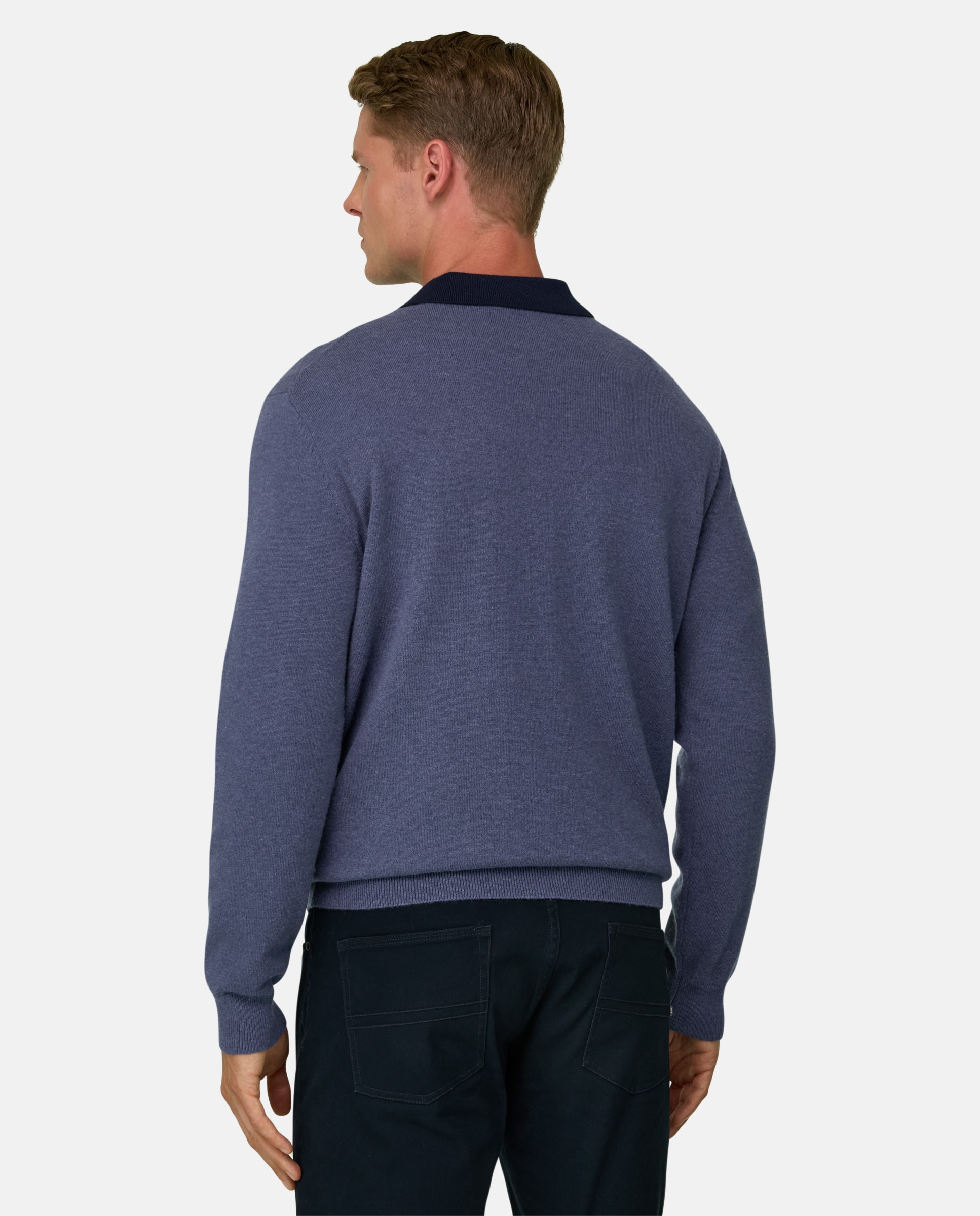 Imagen 3 de Jersey de cuello redondo en mezcla cashmere - Boggi Milano - Azul índigo Azul índigo