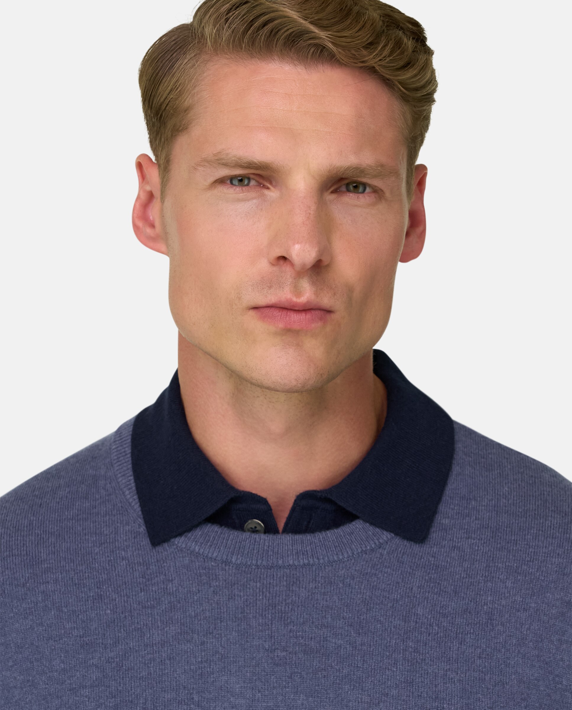 Imagen 4 de Jersey de cuello redondo en mezcla cashmere - Boggi Milano - Azul índigo Azul índigo