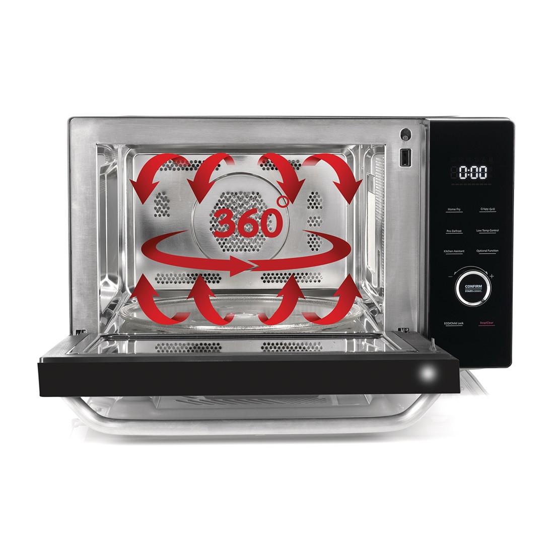 Microondas 4-en-1 Hisense H30MOBS10HC 30 L Air Fry Convección y Grill Smart Control 1000 W xon más de 30 Programas - Negro Negro-5
