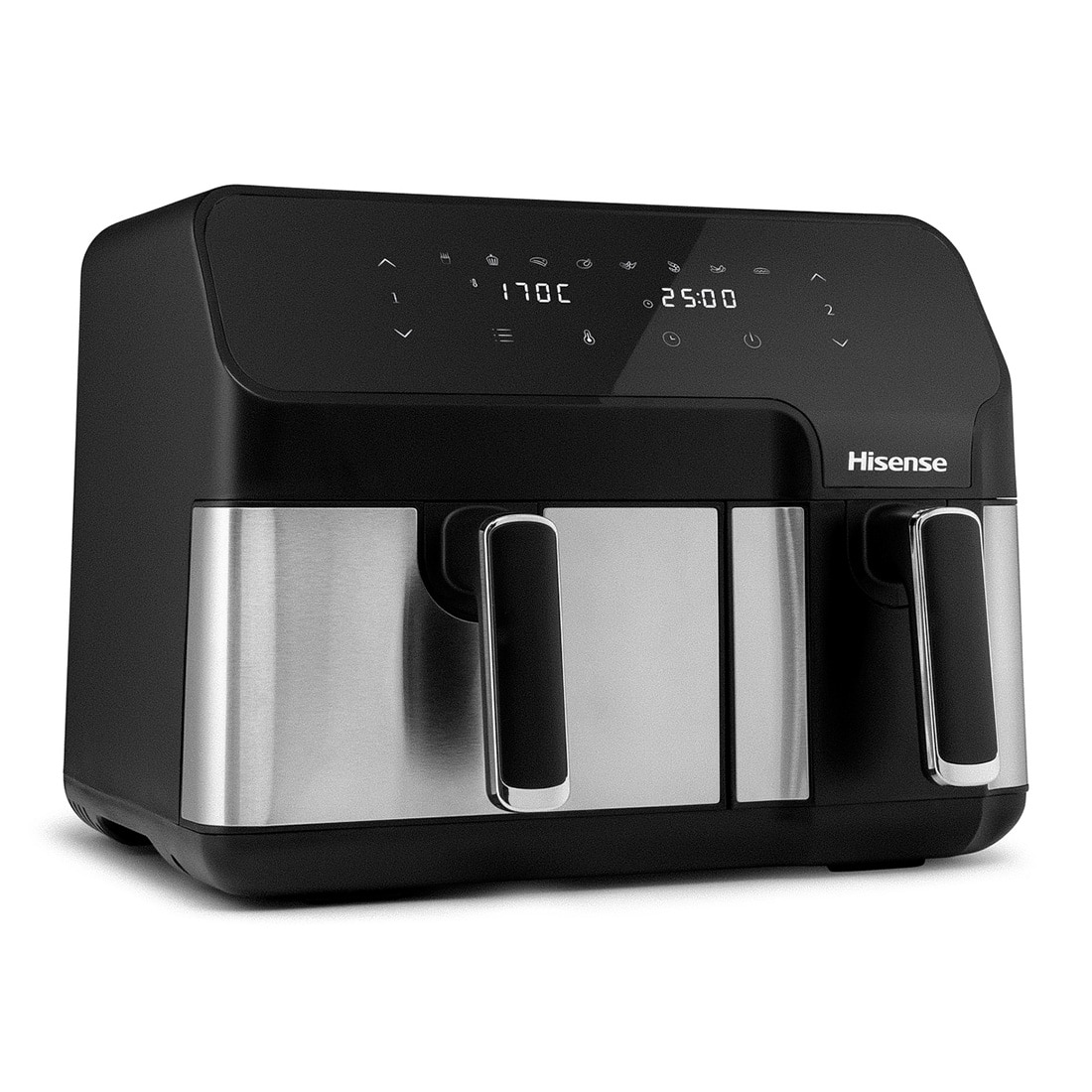 Hisense - Freidora de aire Hisense HAF2900D Doble Cesta 8.6L Dual Zone 1700W 8 Programas Cocción 360 Sin Aceite.