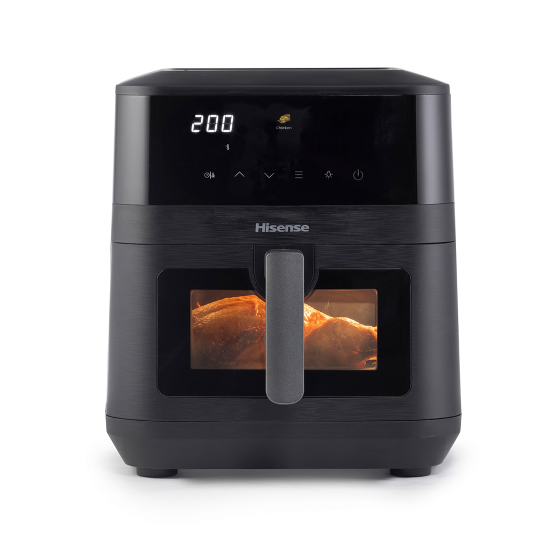 Hisense - Freidora de aire sin aceite Hisense HAF2100DCD 7,7 L con pantalla digital, dual heating superior e Inferior de 2100 W con 10 programas y coc.