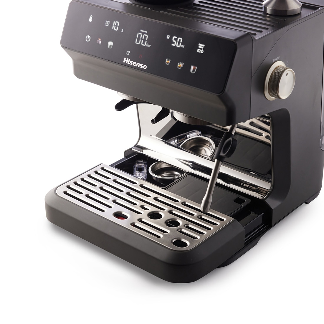 Imagen 4 de Cafetera espresso automática Hisense HSACM20LP 20 bar con molinillo y PID doble calefacción depósito 2.8 L acero inoxidable - Negro Negro