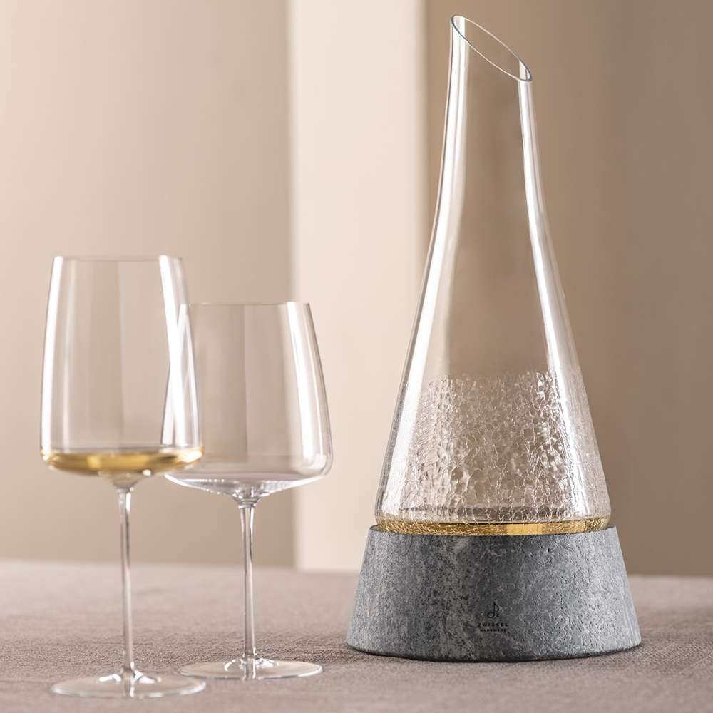 Decantador de Vino con base de piedra 0,75 litros Simbiosis Zwiesel Glas Handmade - Cristal Cristal-3