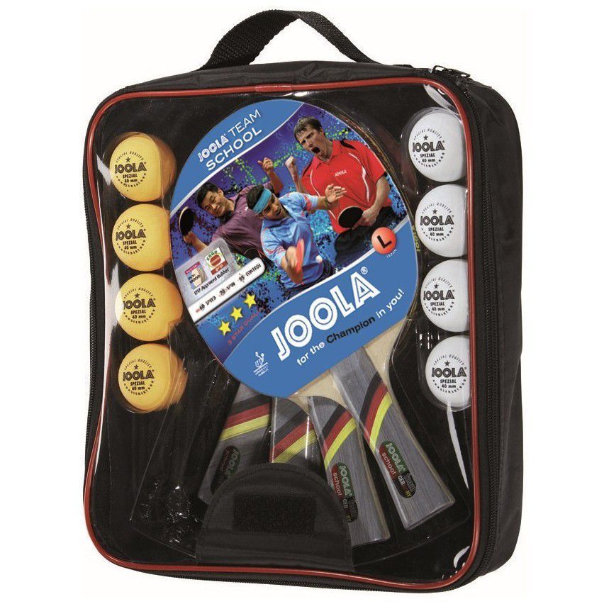 Set de tenis de mesa con 4 palas, 8 pelotas y funda TEAM SCHOOL Joola - Rojo Rojo-5