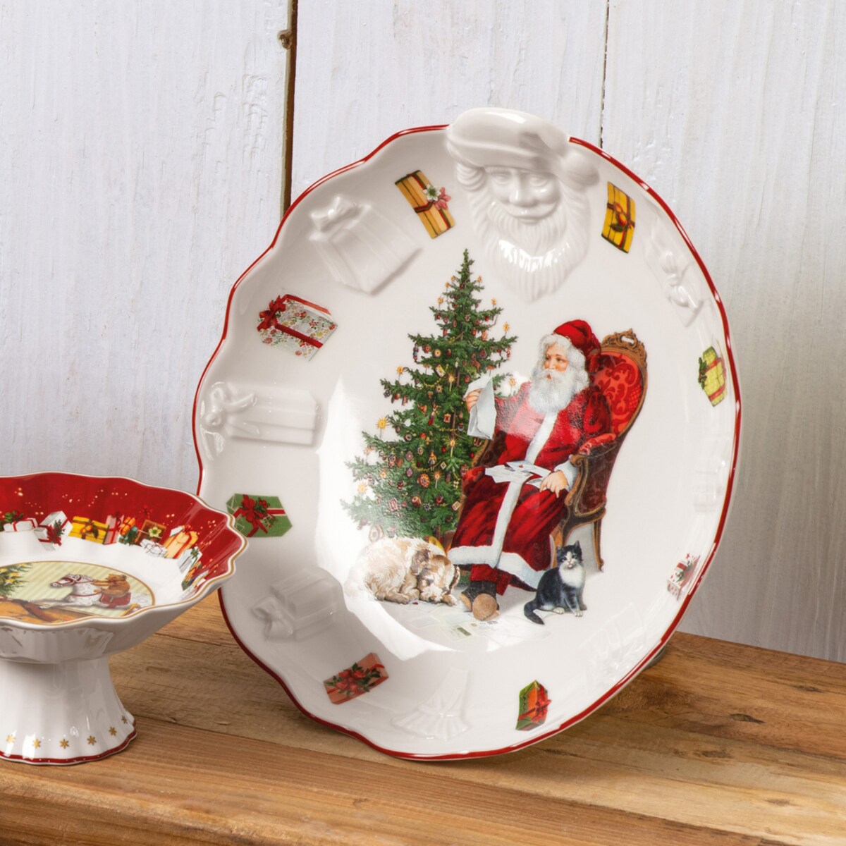 Fuente con relieve Santa lista deseos Navidad Toy's Fantasy Villeroy & Boch Rojo-3