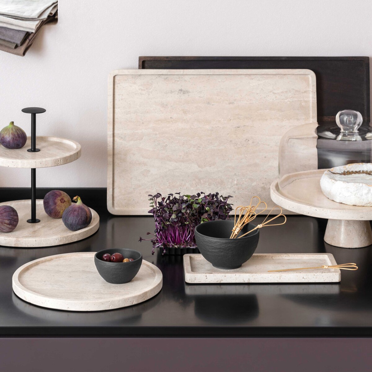 Fuente con pie y tapa Manufacture Travertine Villeroy & Boch Beige-4