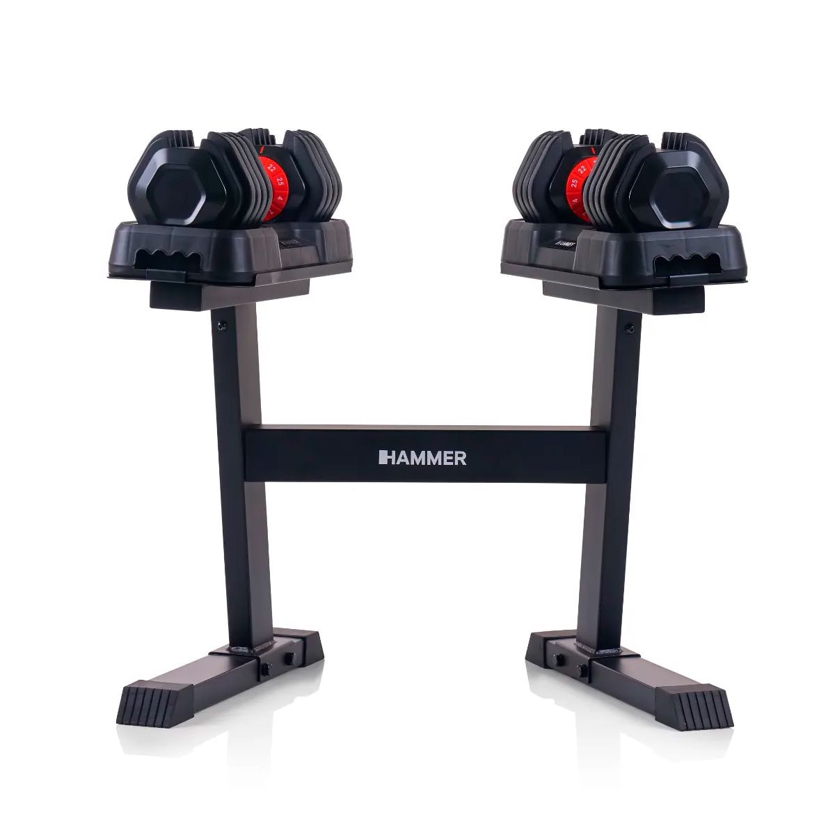 Hammer - Juego de 2 mancuernas Stronglock 4.0 25 kg + soporte Hammer.