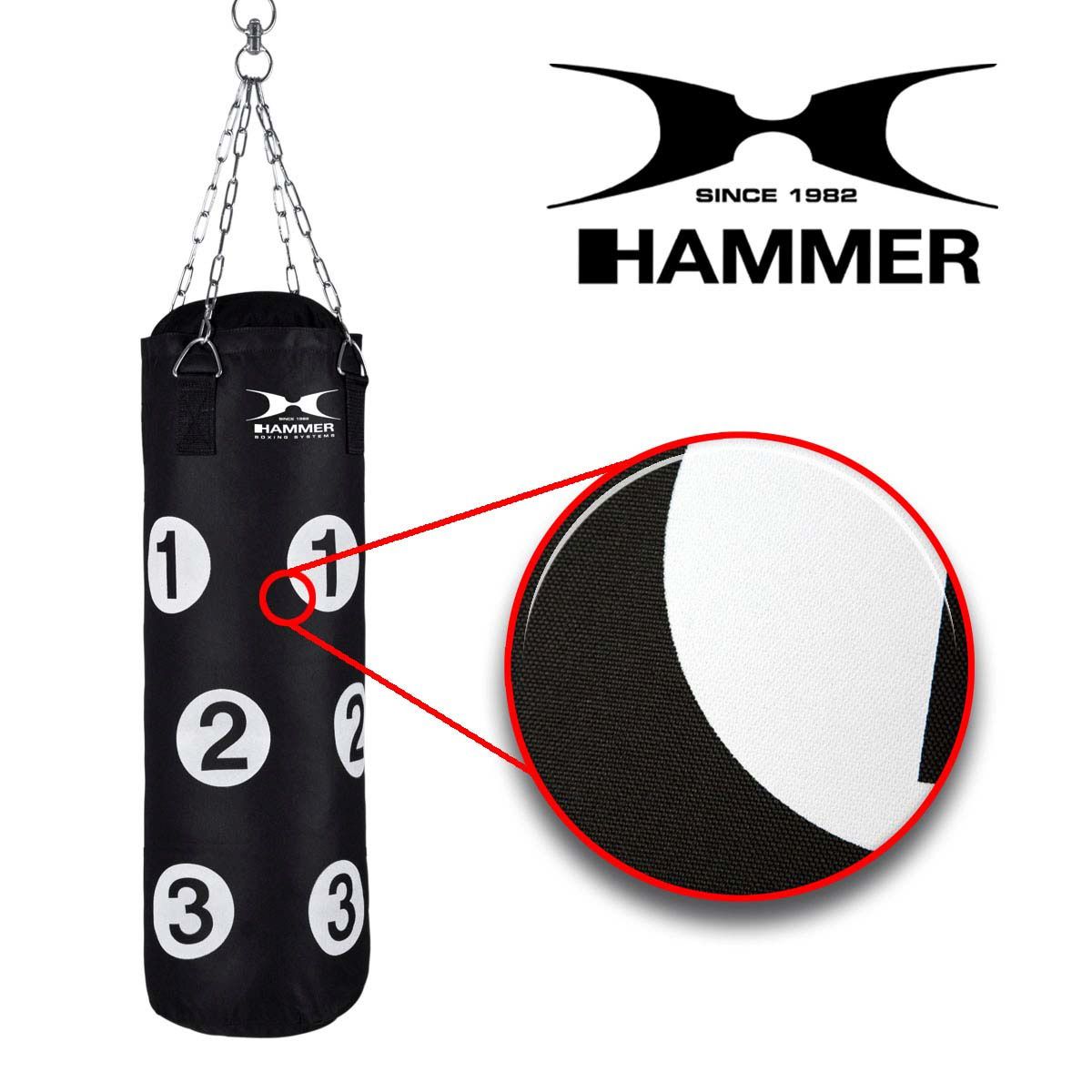 Saco de boxeo Sparring con números 80x30 cm Hammer - Negro Negro-2