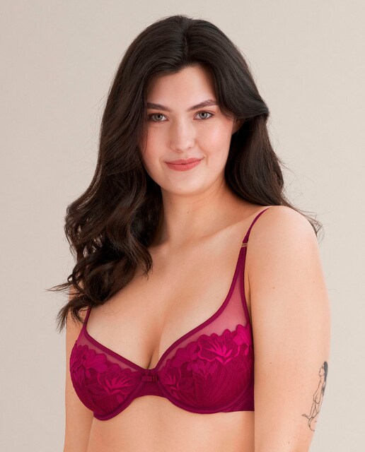 Imagen 0 de Sujetador escotado con aro y encaje floral