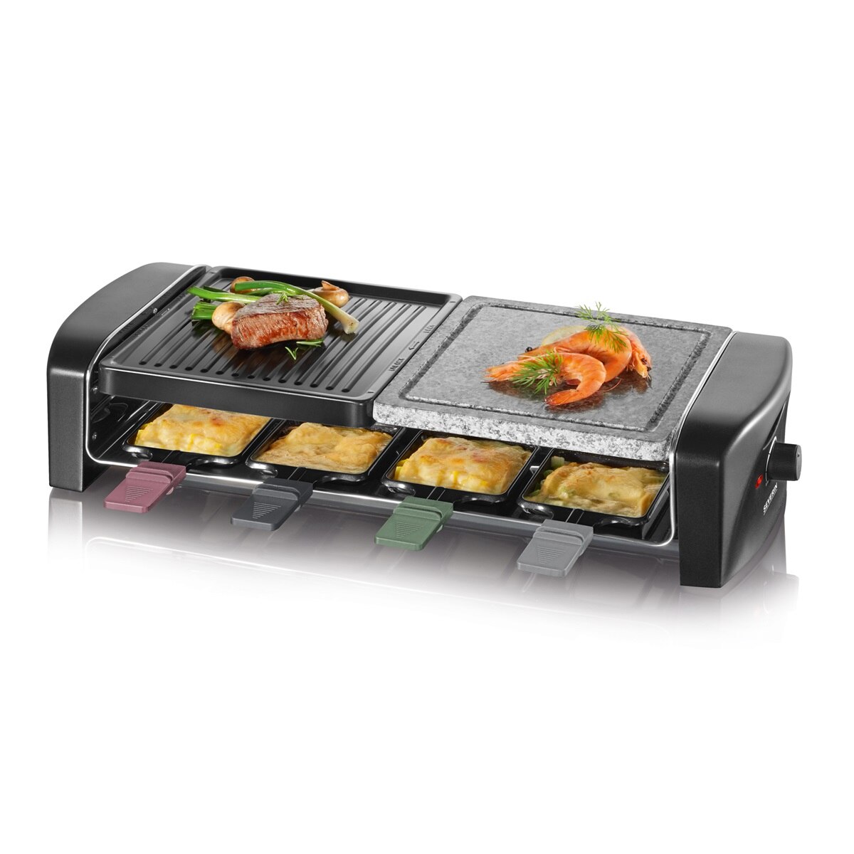 Raclette Party Grill Severin RG 9645 con piedra natural para 8 personas - Negro Negro-2