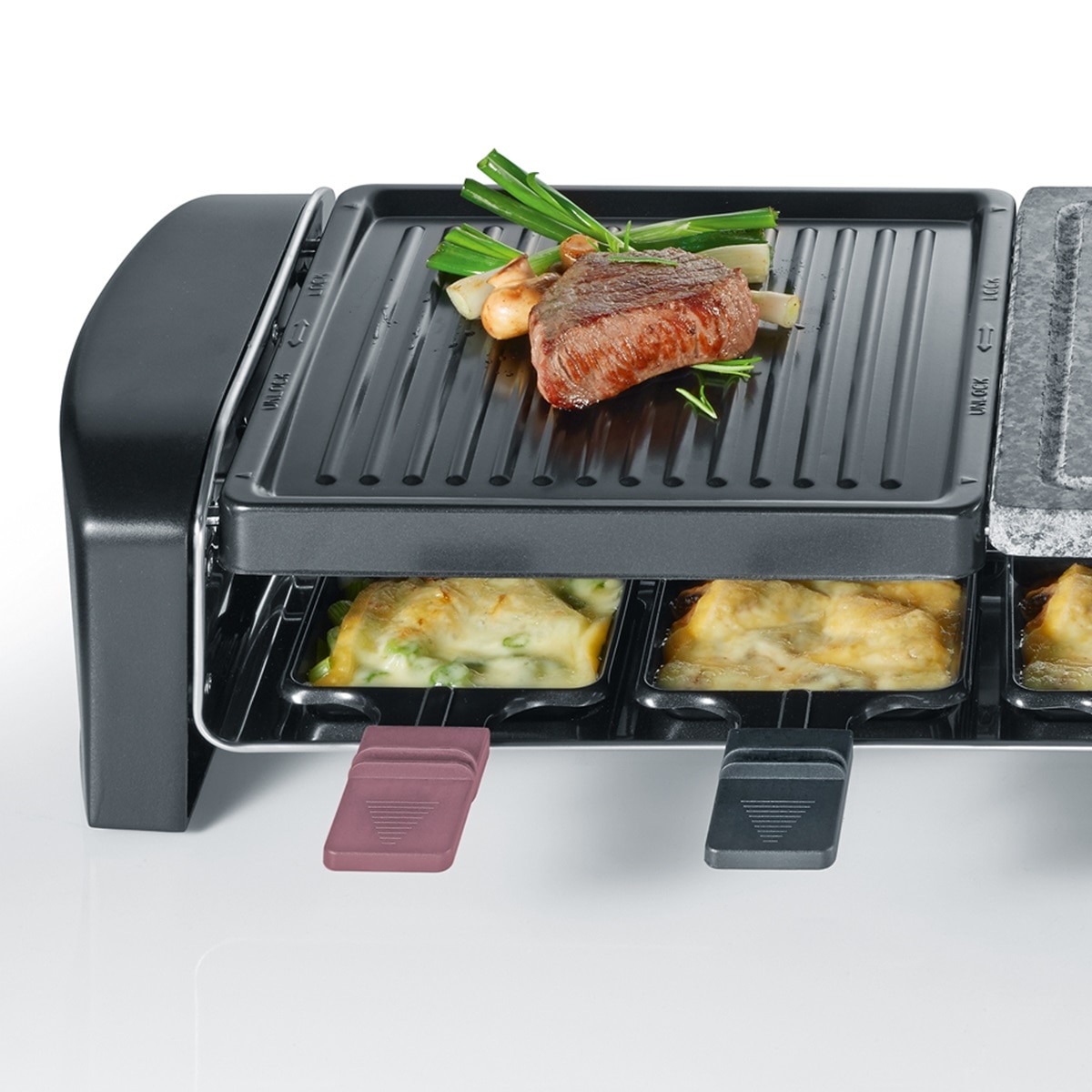 Raclette Party Grill Severin RG 9645 con piedra natural para 8 personas - Negro Negro-3