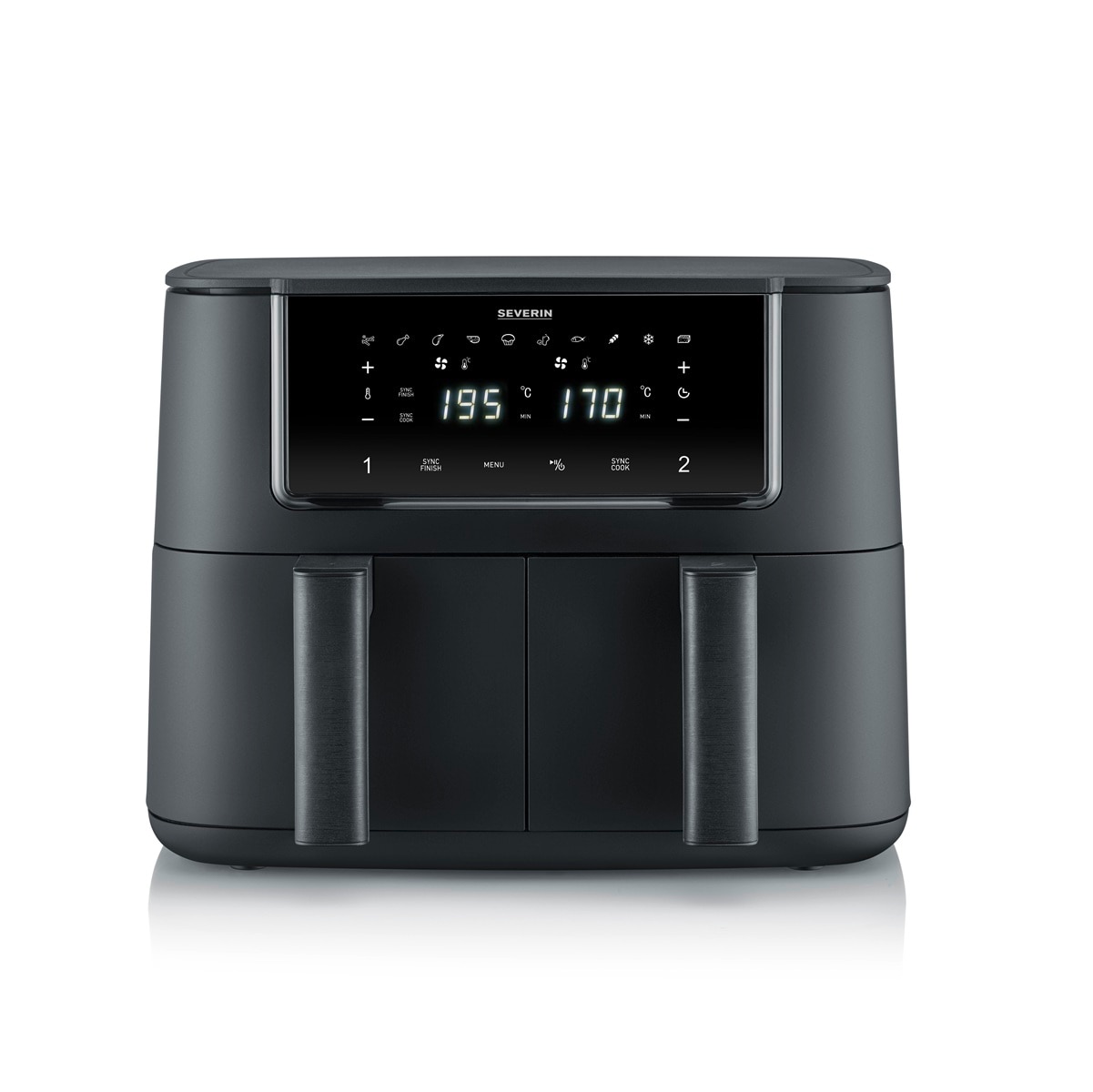 SEVERIN – Freidora doble de aire caliente SEVERIN FR 2463 2600 W con 10 Programas y capacidad de 8 litros.