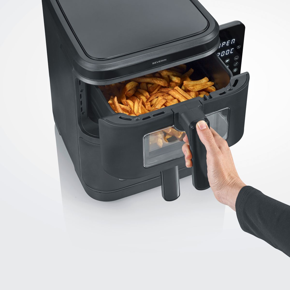 Imagen 2 de Freidora doble de aire caliente Severin FR 2468 2800 W con 9 Programas y capacidad de 11 litros - Negro Negro