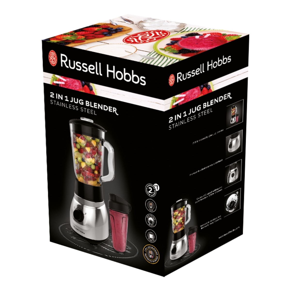 Batidora de vaso 2 en 1 Russell Hobbs Steel de Acero Inoxidable con jarra de cristal de 1,5 l - Gris Gris-5