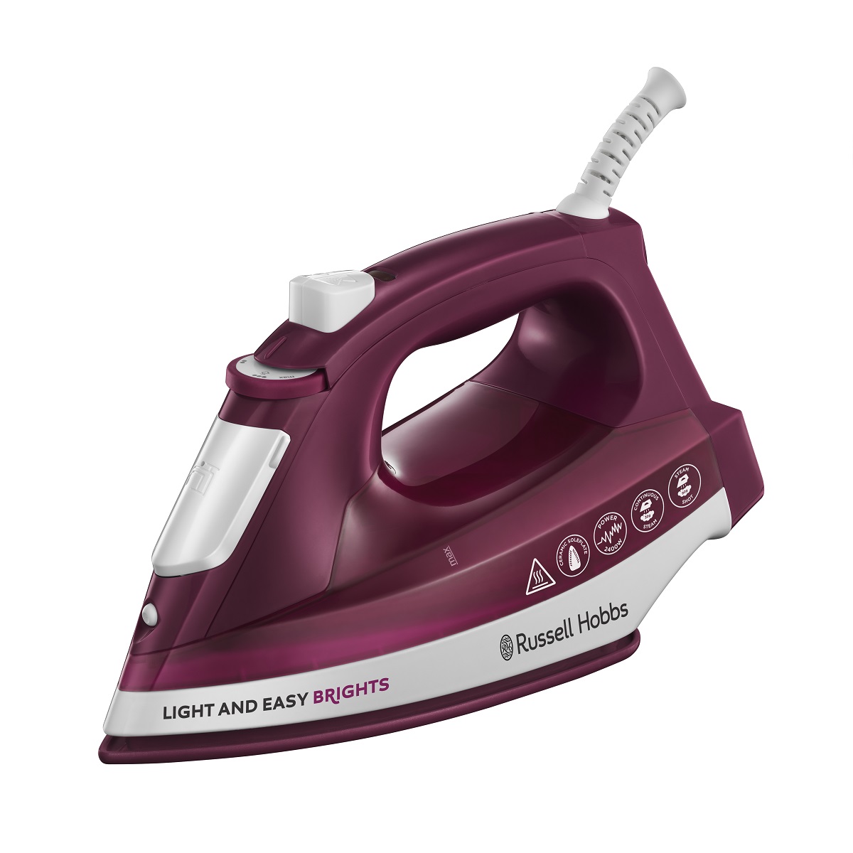 Plancha de vapor Russell Hobbs Light & Easy Brights Mulberry con suela coloreada