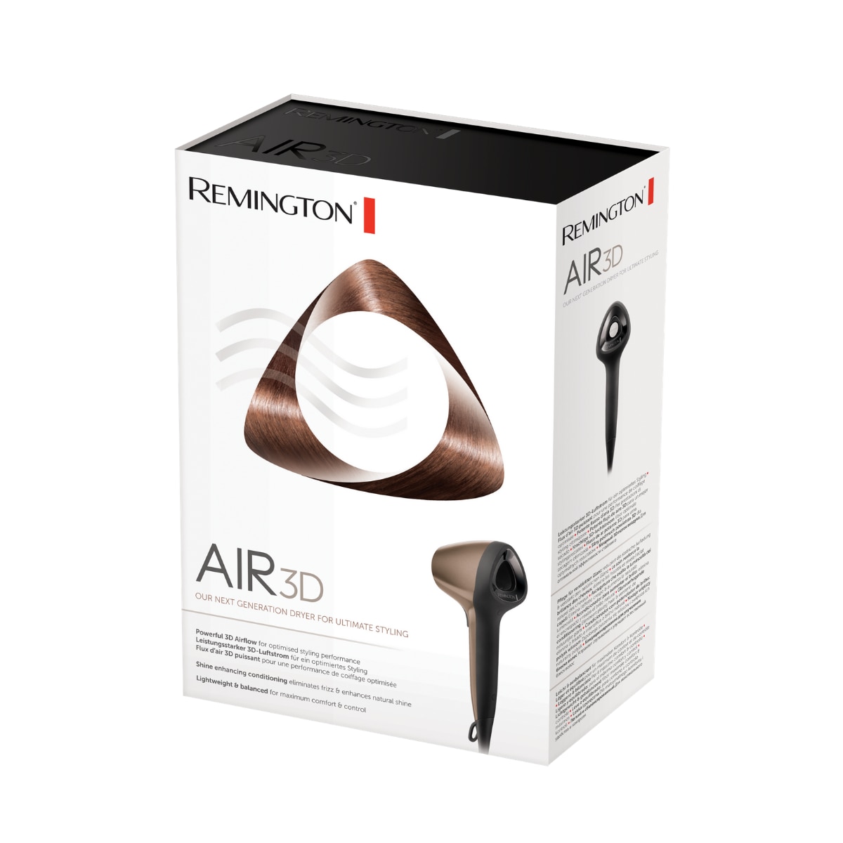 Secador de pelo Remington Air 3D, con caudal de aire Airflow 3D e iónico - Marrón Marrón-2