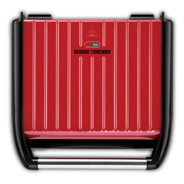 Grill Steel Entertaining George Foreman de Color Rojo, Acero Inoxidable y con Placas Antiadherentes