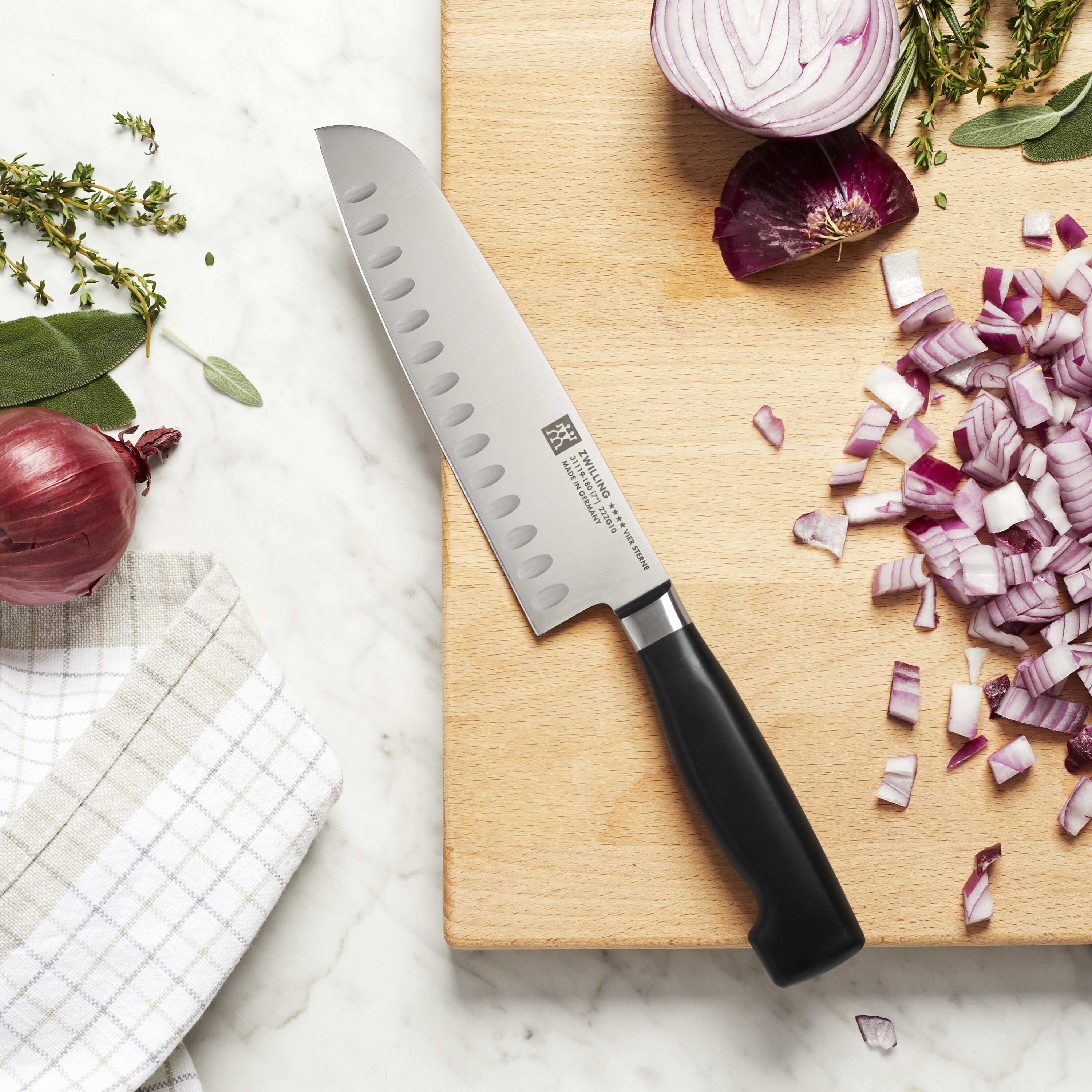 Cuchillo Santoku alveolado Twin Pollux Zwilling - Negro 18  cm Negro-3