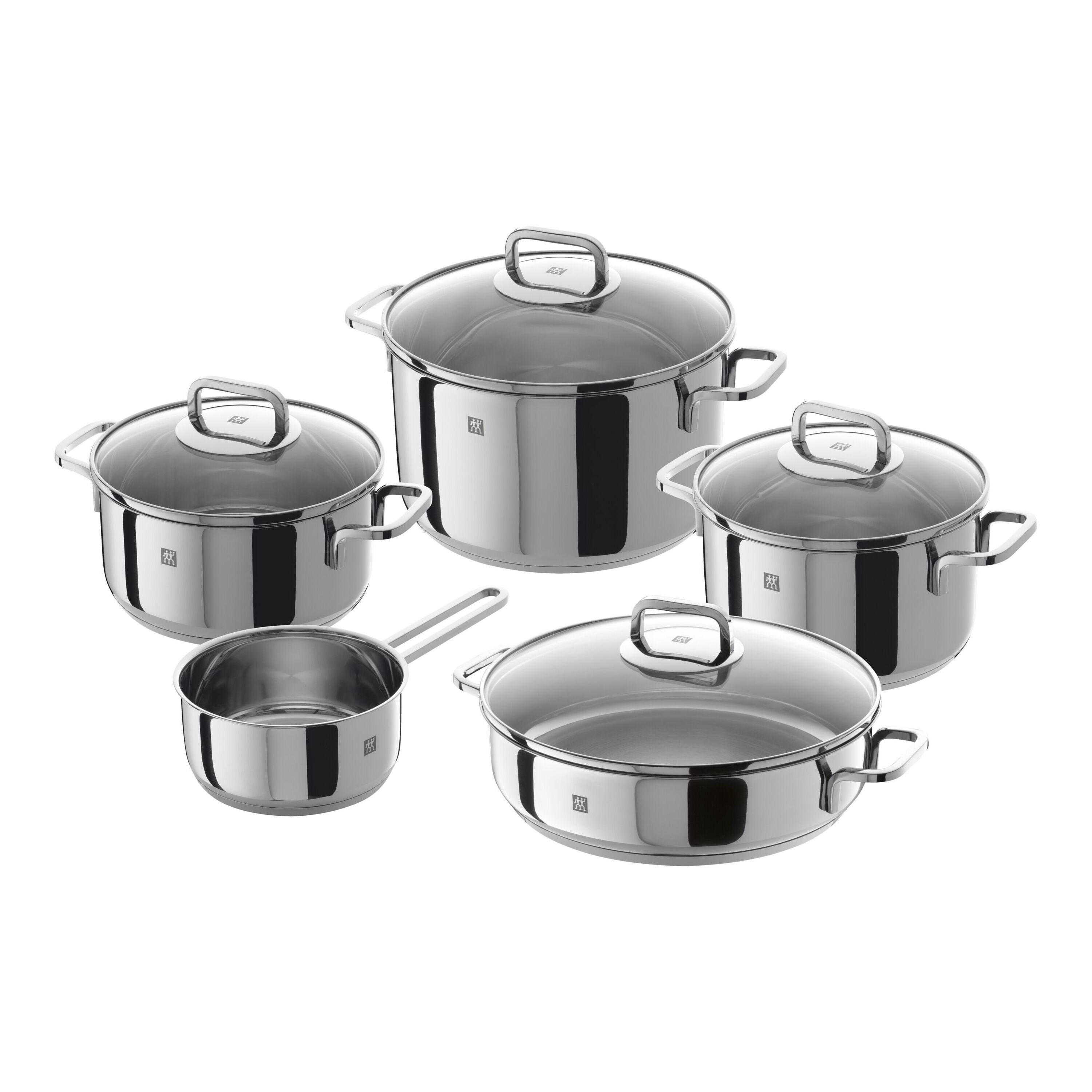 Zwilling - Batería de cocina de 5 piezas de acero inoxidable 18-10 Quadro Zwilling.