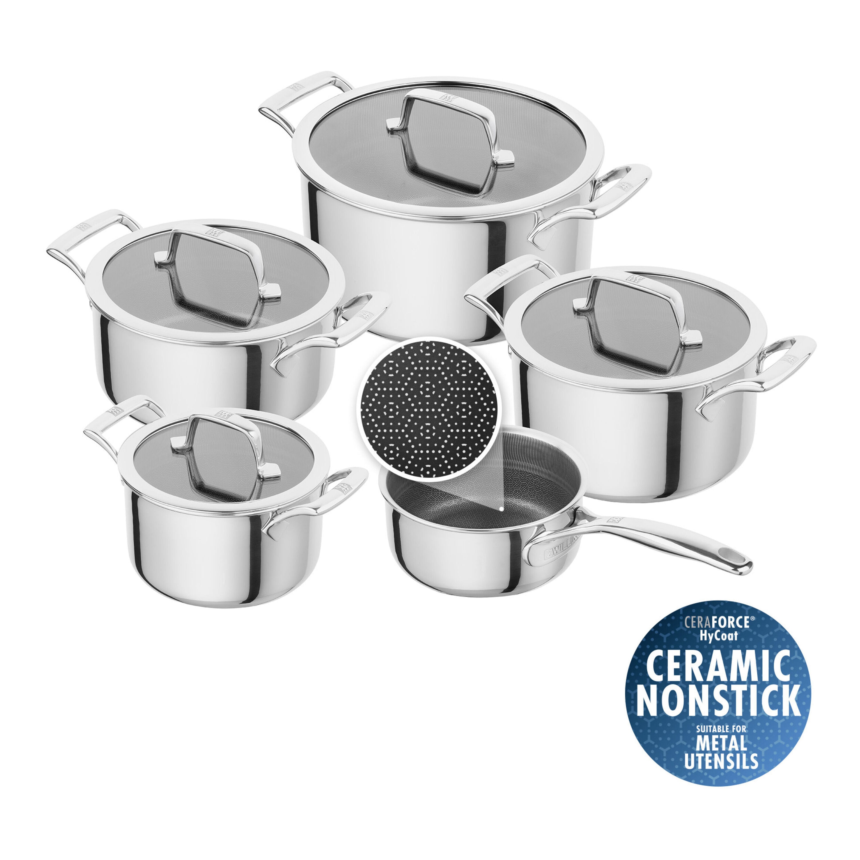 Imagen 1 de Batería de cocina de 5 piezas de acero inoxidable 18/10 Peak Zwilling - Plata Plata