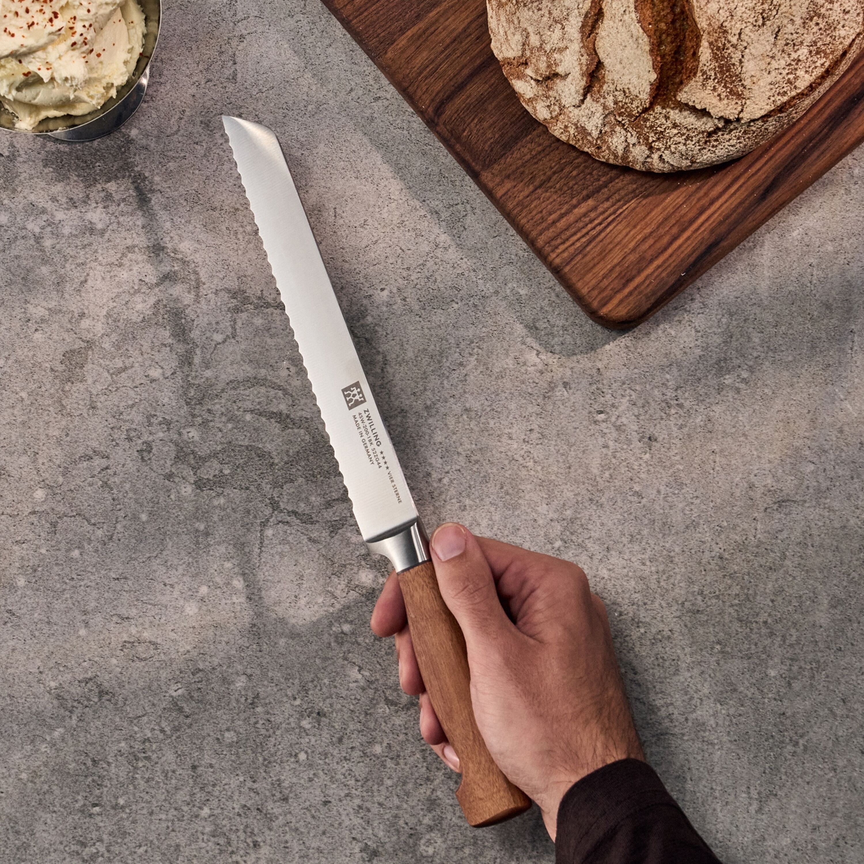 Imagen 3 de Cuchillo para pan Vier Sterne Wood Zwilling - Marrón Marrón