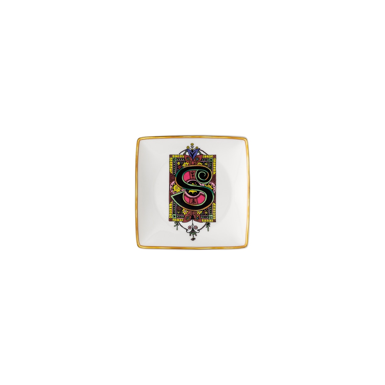 Imagen 1 de Bandeja cuadrada Holiday Alphabet Versace - Blanco / Oro Blanco / Oro