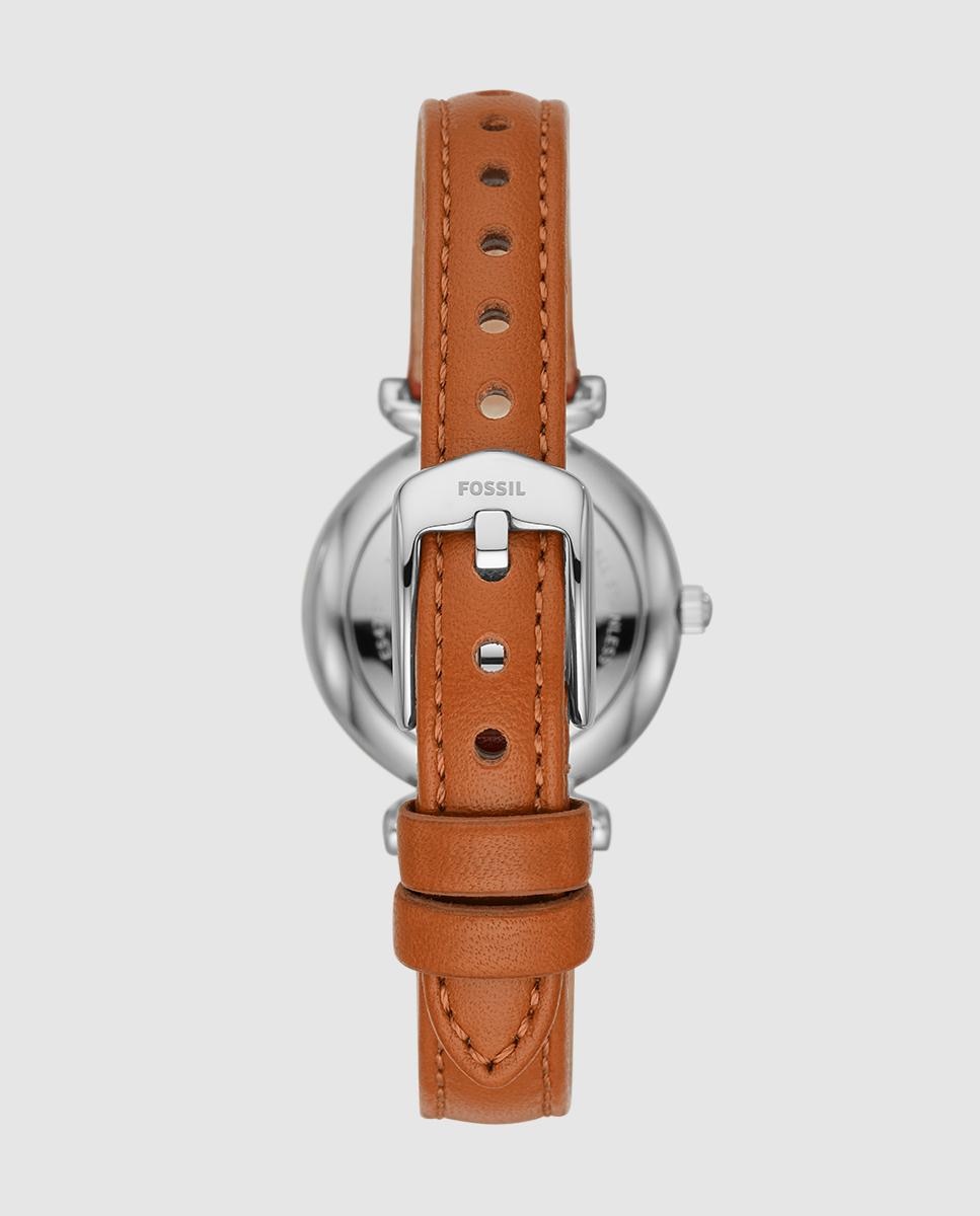 Reloj de mujer carlie mini de piel curtida con tres agujas - Fossil - Plateado Plateado-2