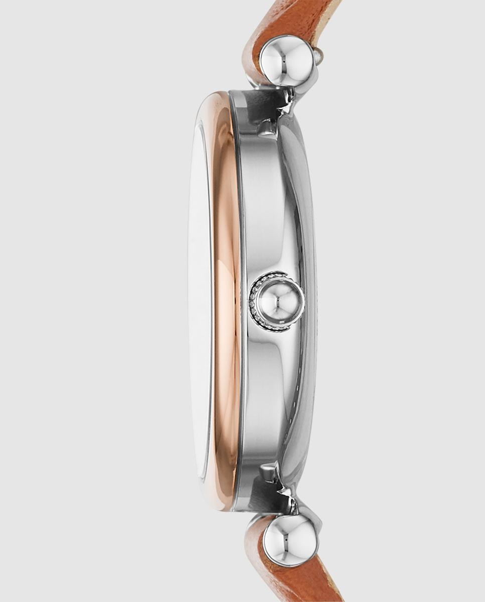 Reloj de mujer carlie mini de piel curtida con tres agujas - Fossil - Plateado Plateado-3