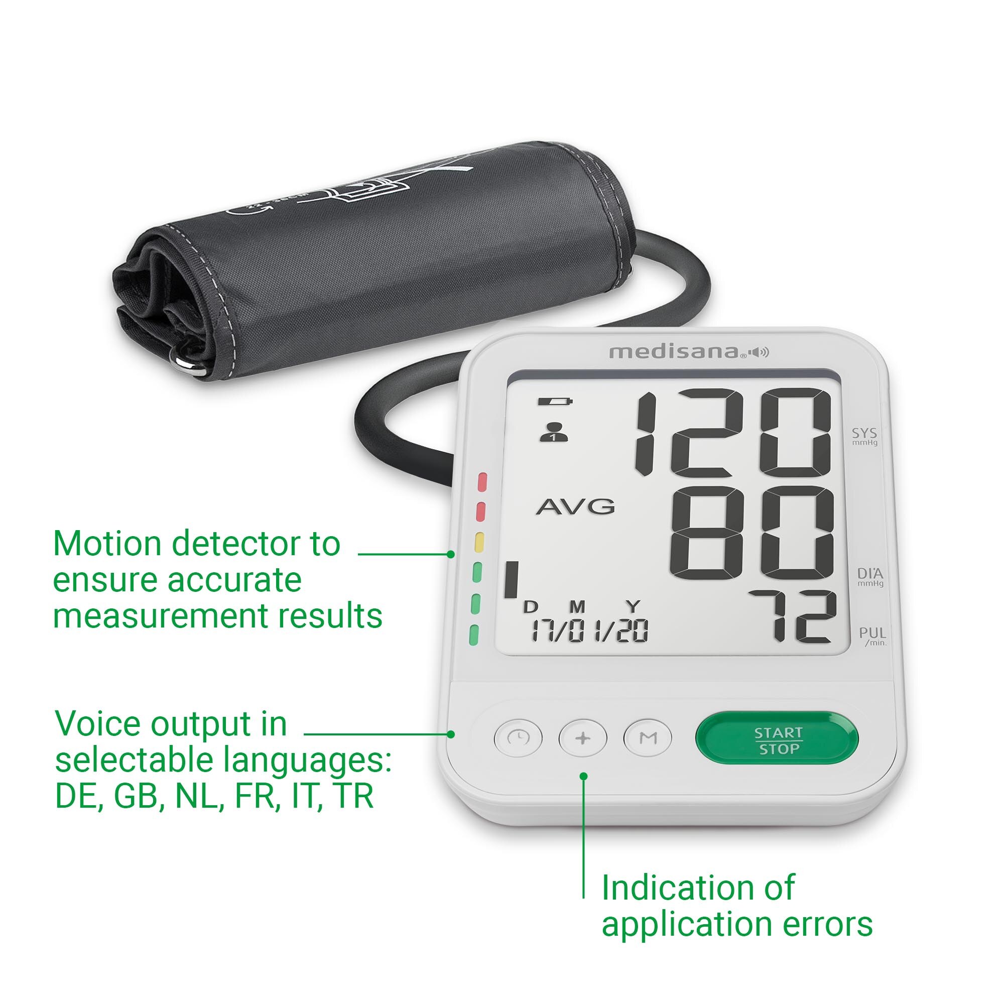 Tensiómetro de brazo Medisana BU 586 con voz - Blanco Blanco-5
