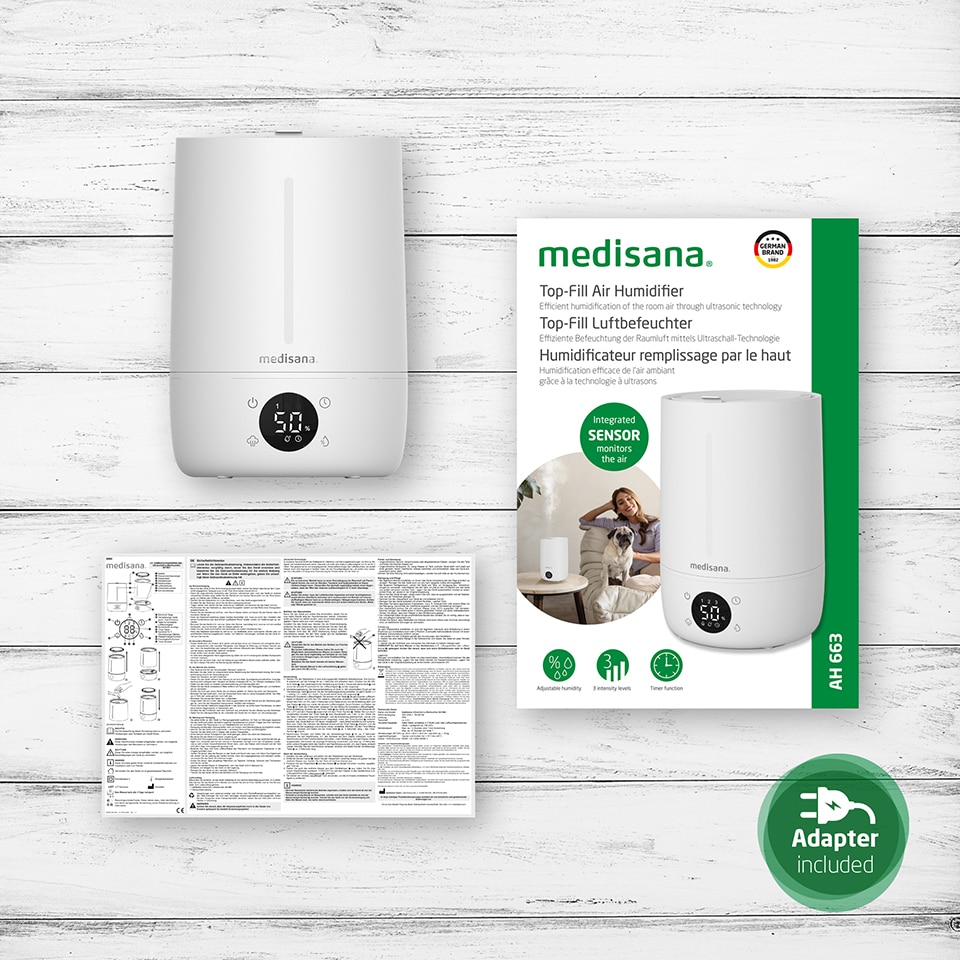 Humidificador Ultrasónico Medisana AH 663 con control de calidad de aire - Blanco Blanco-6