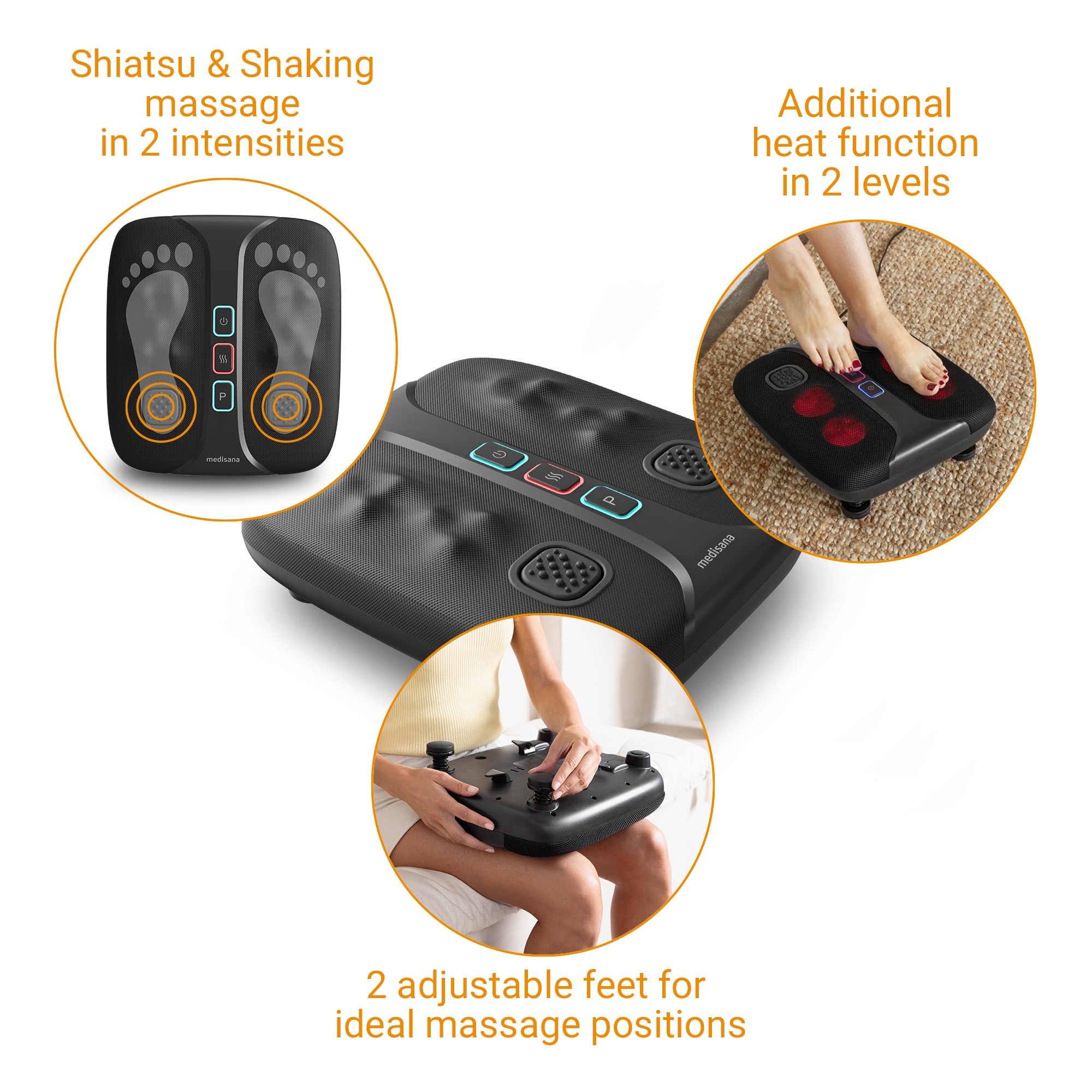 Masajeador de pies Shiatsu Medisana LM 100 con función calor - Negro Negro-4