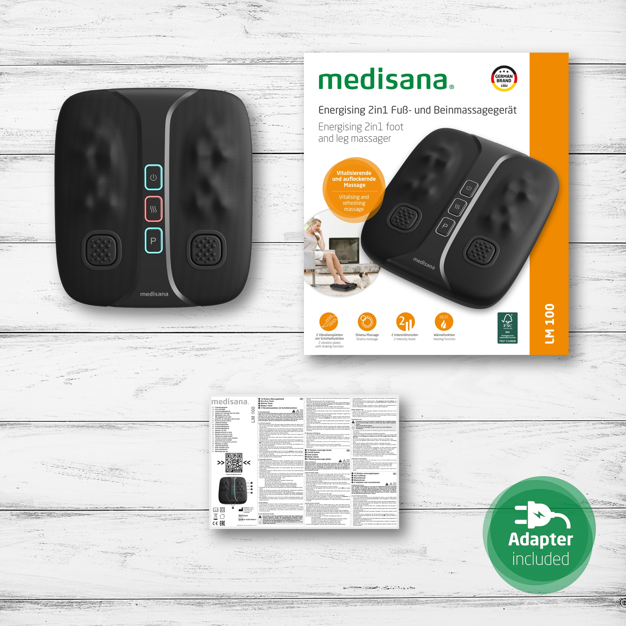Masajeador de pies Shiatsu Medisana LM 100 con función calor - Negro Negro-6