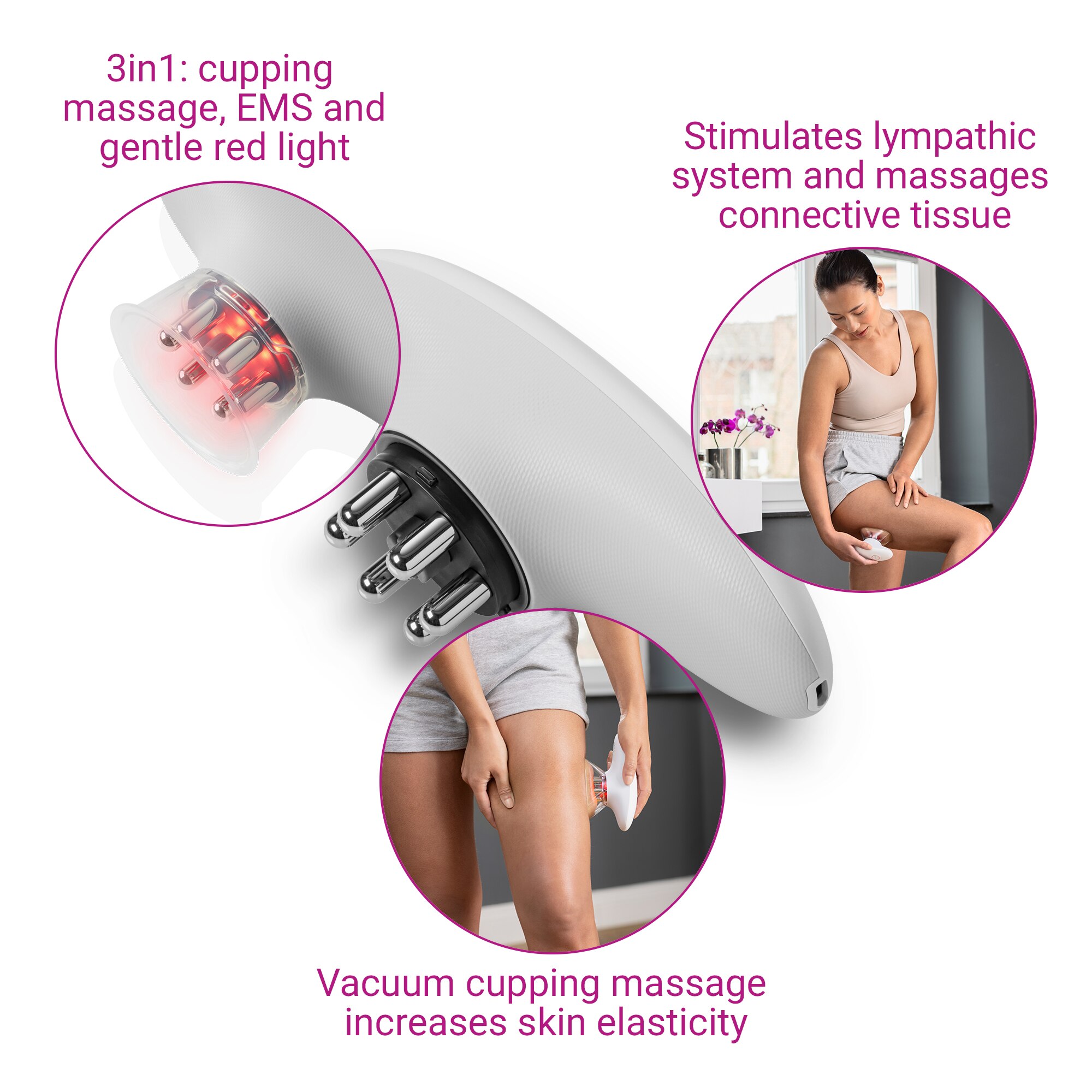 Masajeador Anticeulitico Medisana VC 150 con tecnologia de ventosas y estimulación muscular - Blanco Blanco-4