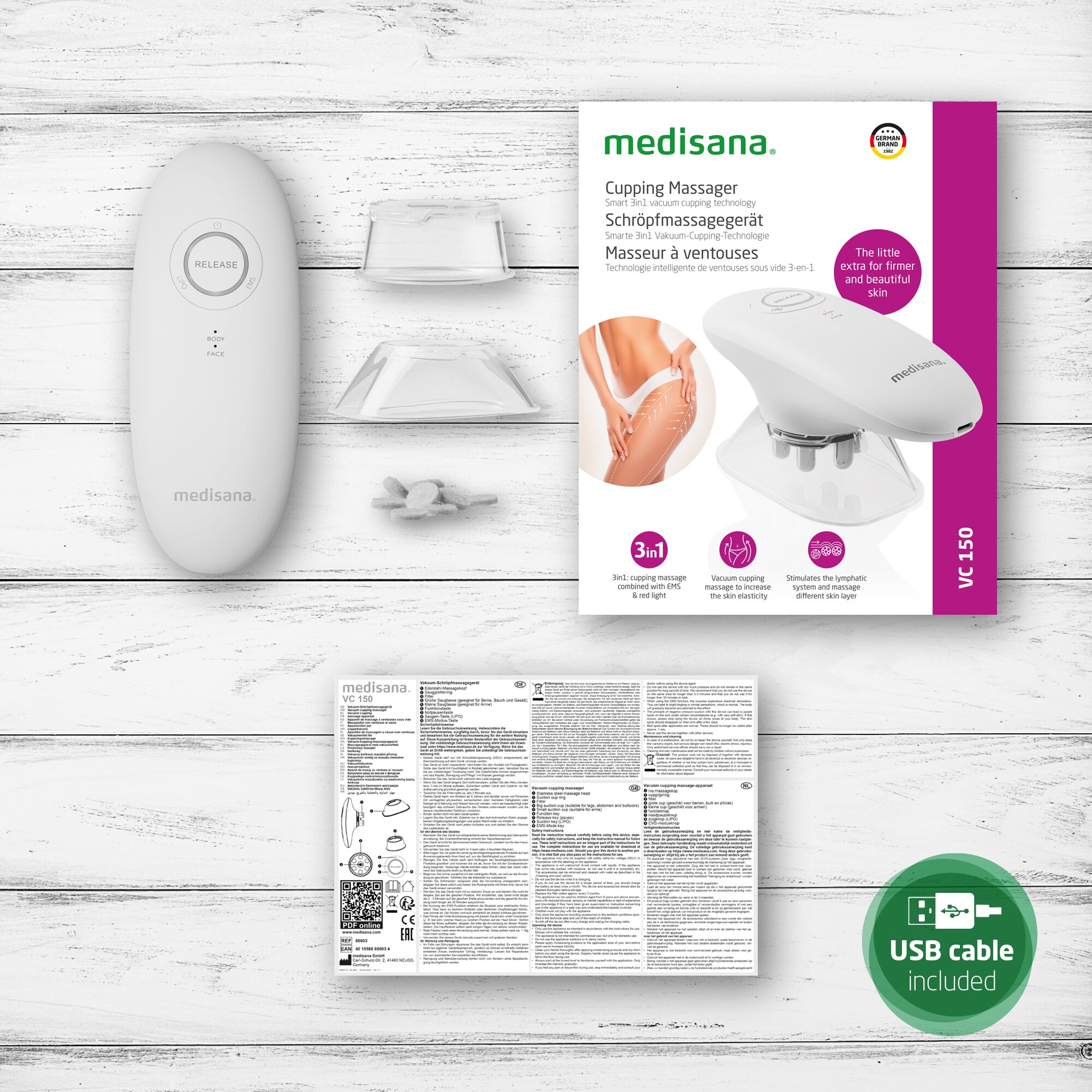 Masajeador Anticeulitico Medisana VC 150 con tecnologia de ventosas y estimulación muscular - Blanco Blanco-6