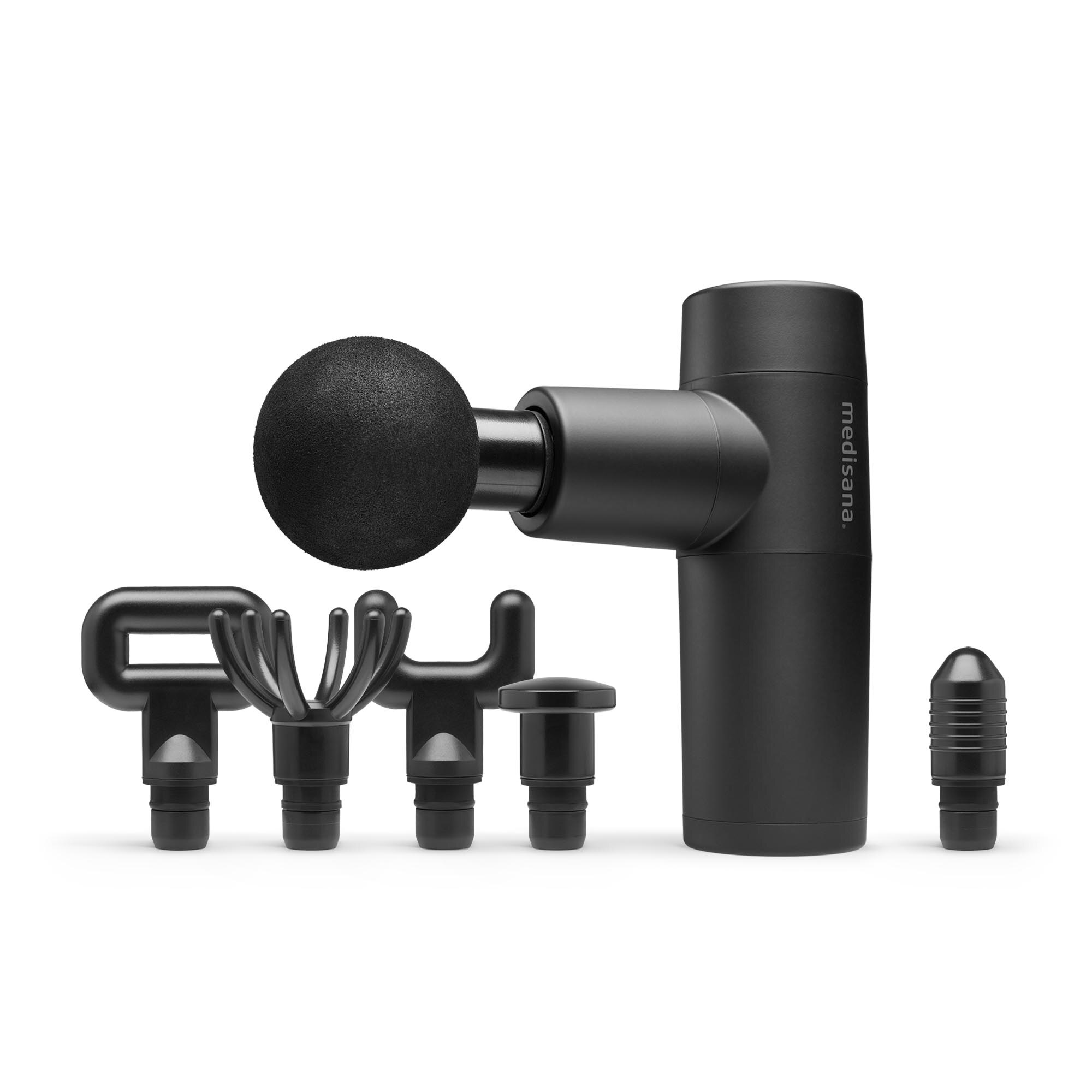 Medisana - Mini pistola de masaje Medisana MG 150 6 cabezales de masaje y 5 niveles de vibración.