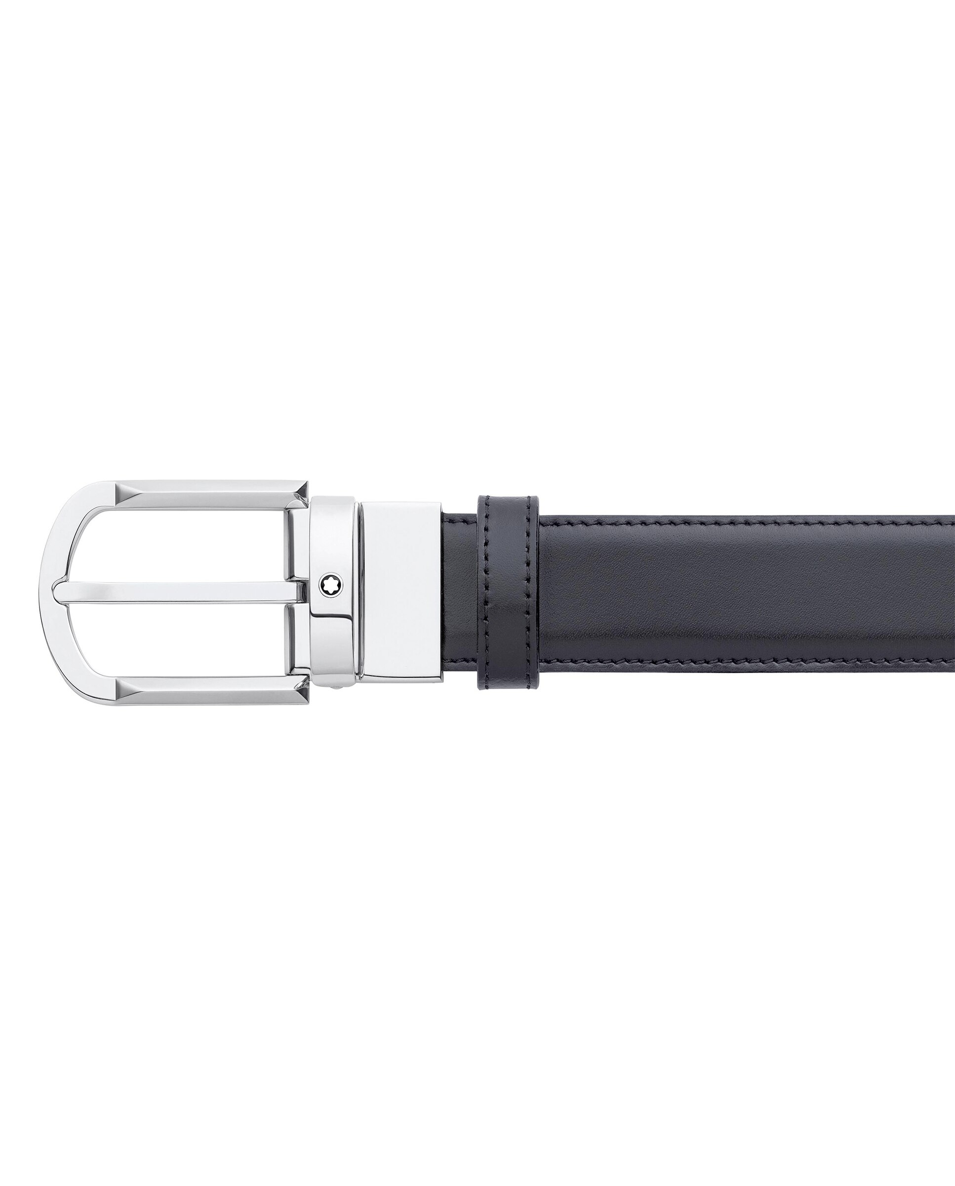Imagen 2 de Cinturón de hombre Montblanc reversible de piel negra con hebilla en forma de herradura - Negro Negro