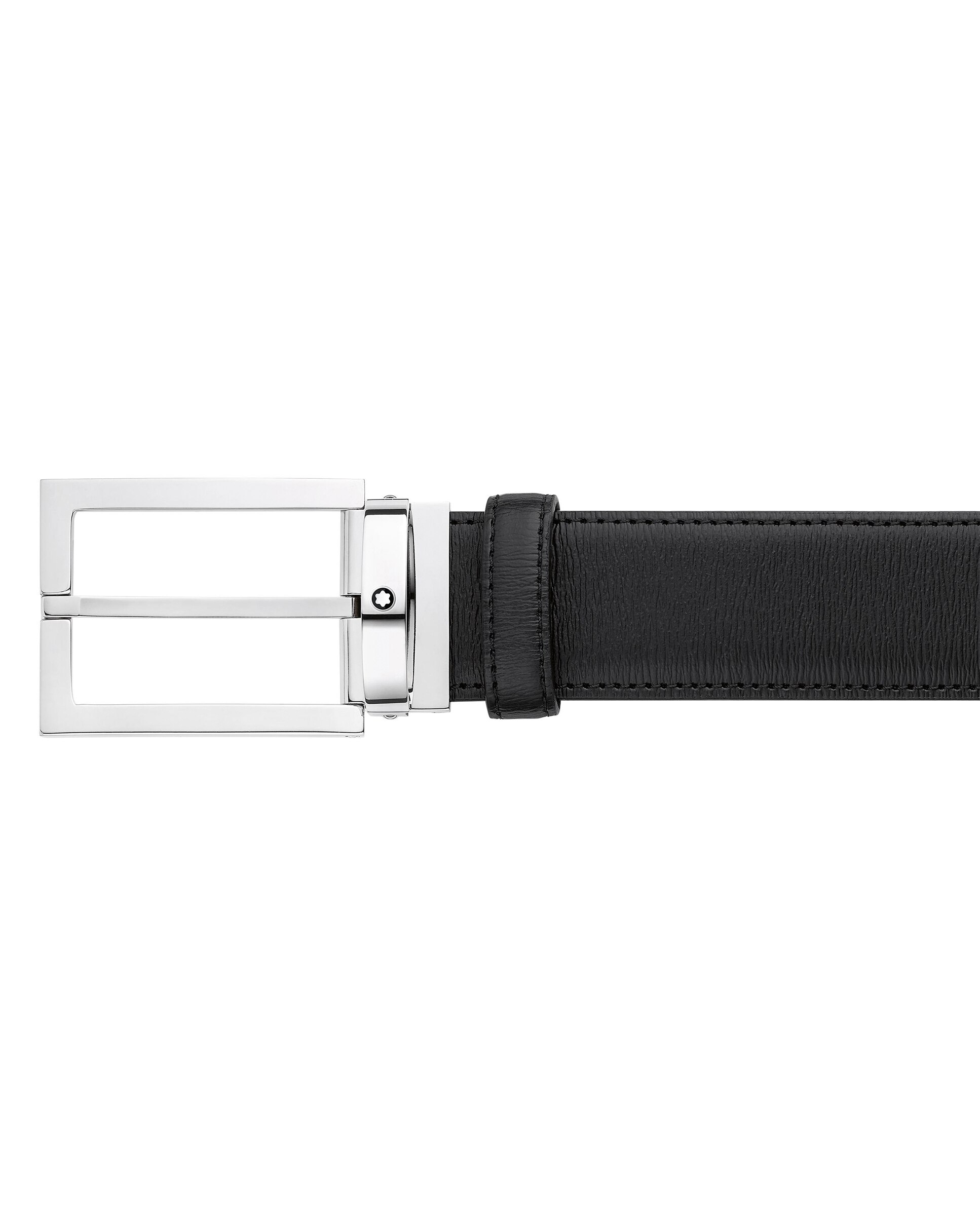 Imagen 2 de Cinturón de hombre Montblanc de piel negra con hebilla rectangular - Negro Negro