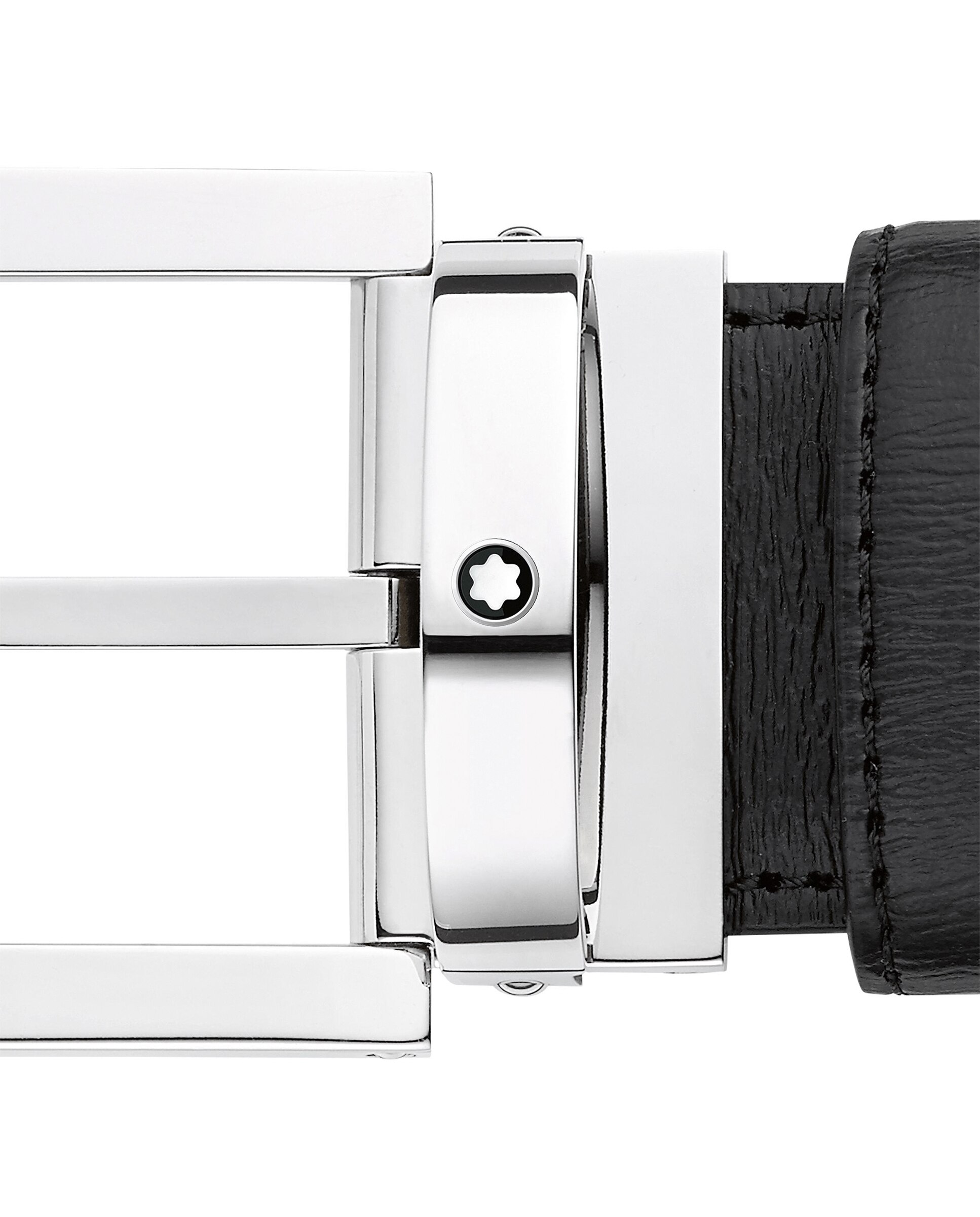 Imagen 3 de Cinturón de hombre Montblanc de piel negra con hebilla rectangular - Negro Negro