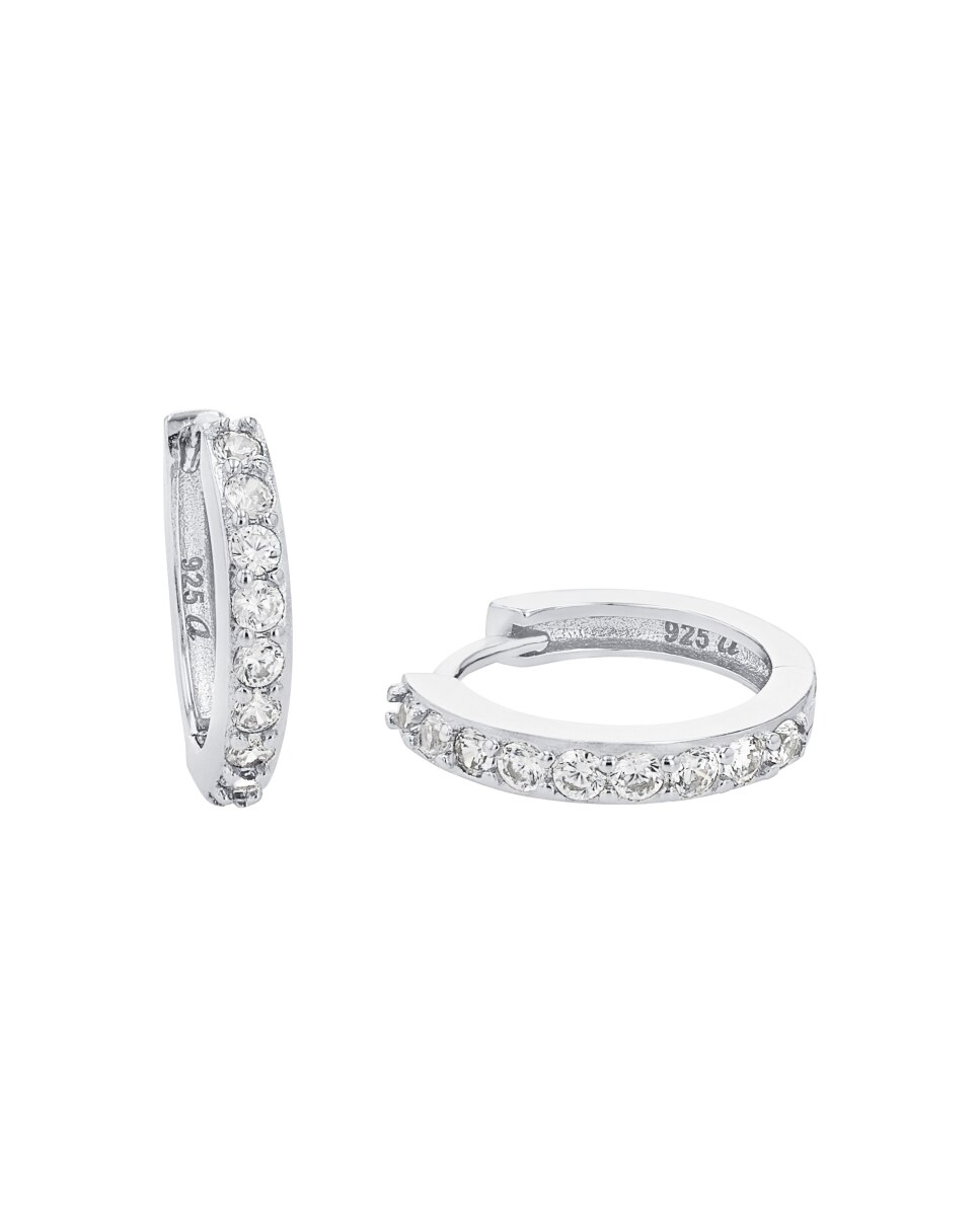 Pendientes de aro de de ley 925 y circonita cúbica - Amor - Plata Plata-2