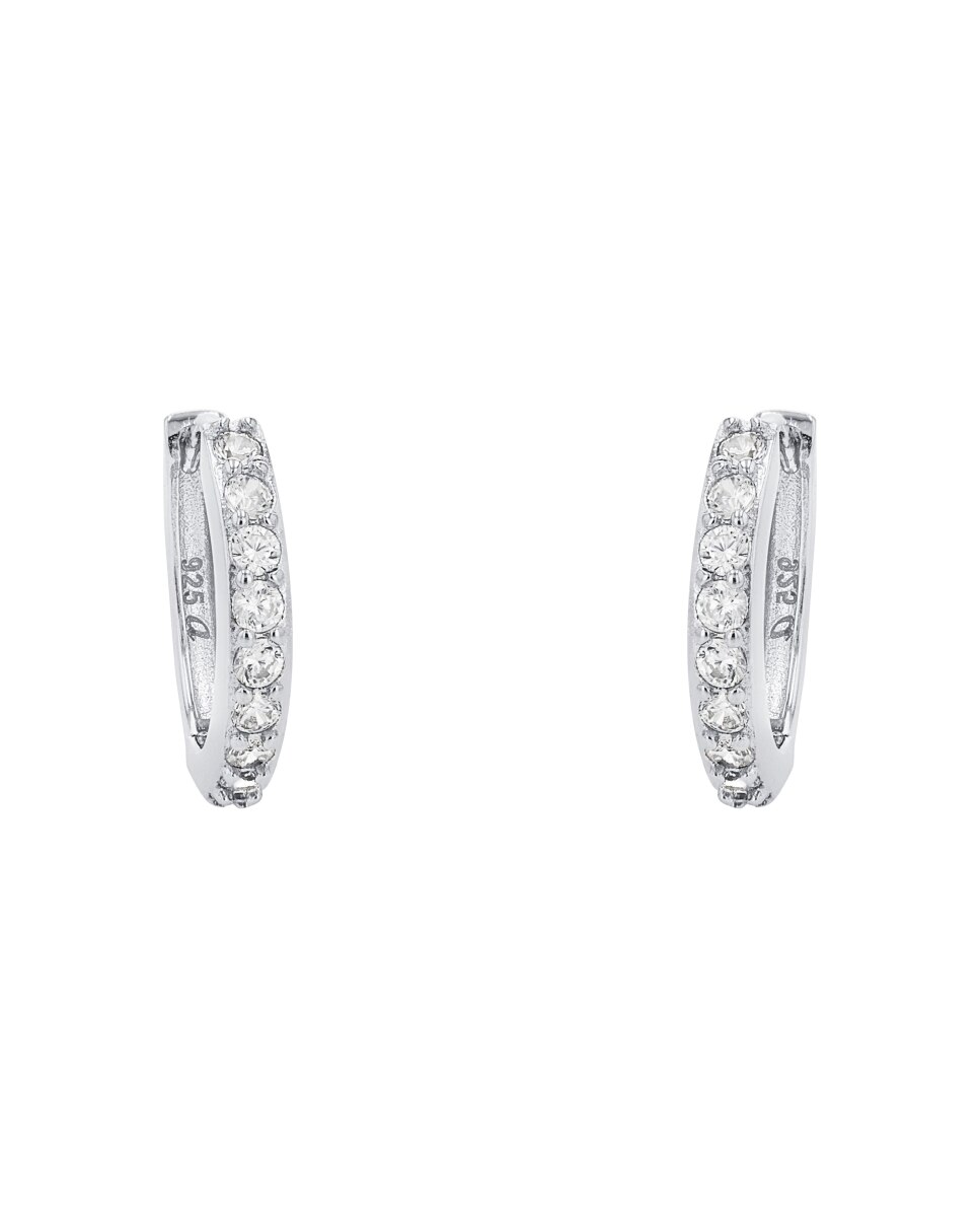 Pendientes de aro de de ley 925 y circonita cúbica - Amor - Plata Plata-3