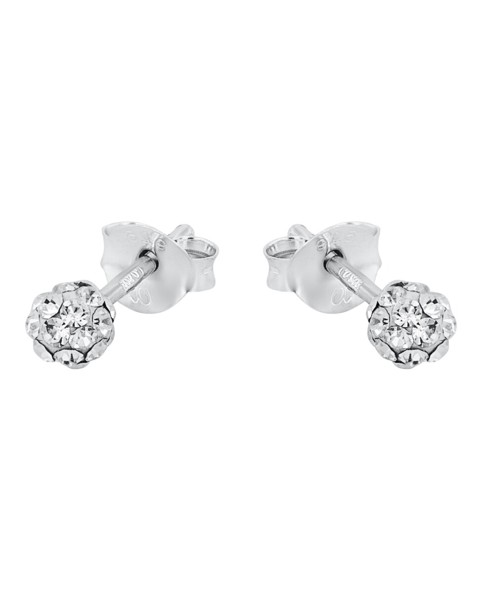 Pendientes de botón de plata de ley 925 y cristal - Amor - Plata Plata-4