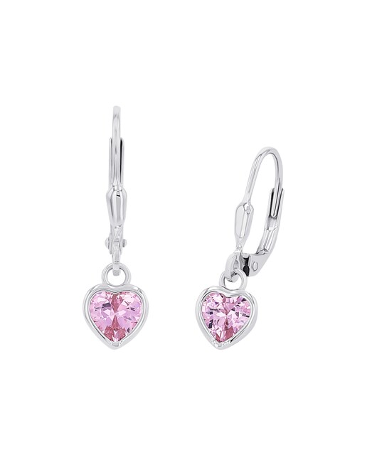 Imagen 0 de Pendientes de niña de plata color rosa con circonitas