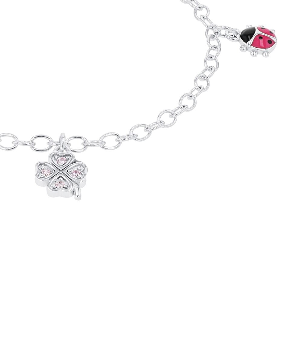 Pulsera con colgante para niñas, plata de ley 925 | mariposa, mariquita, trébol - Lily Princesa - Plata Plata-3