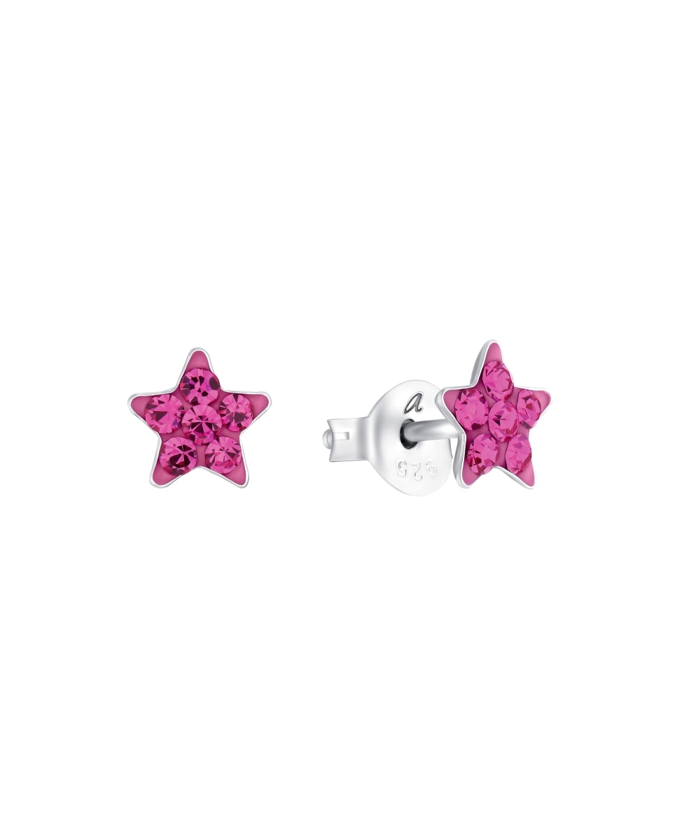 Pendientes infantil de plata de ley 925 piedra - Amor - Plateado Plateado-2