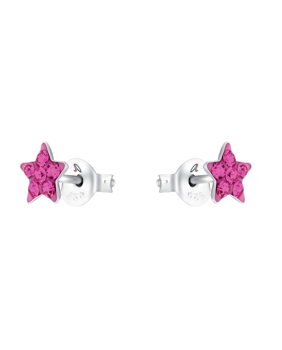 Pendientes infantil de plata de ley 925 piedra - Amor - Plateado Plateado-4