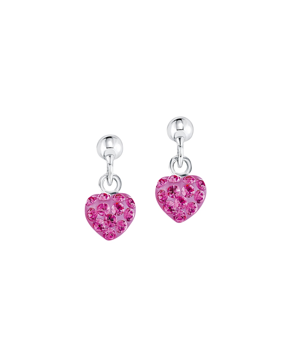 Pendiente Amor de plata 925 Corazón - Rosa Rosa-1