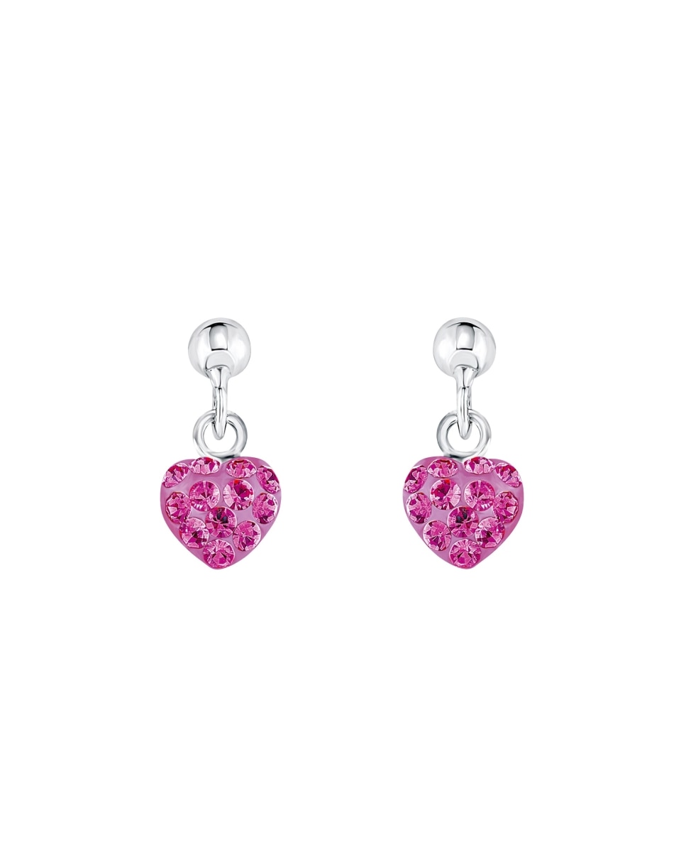 Pendiente Amor de plata 925 Corazón - Rosa Rosa-3