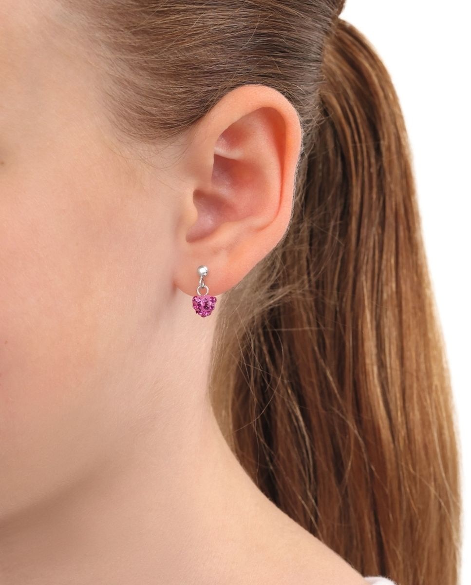 Pendiente Amor de plata 925 Corazón - Rosa Rosa-4