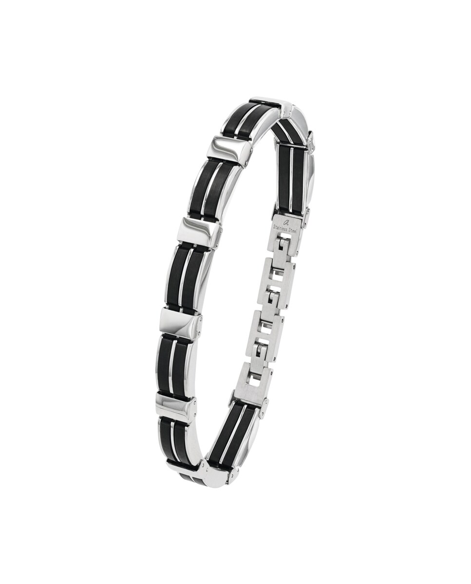 Pulsera De Acero Inoxidable Unisex ⚫ | Diseño Rectangular Negro, Ajustable - Regalo Elegante