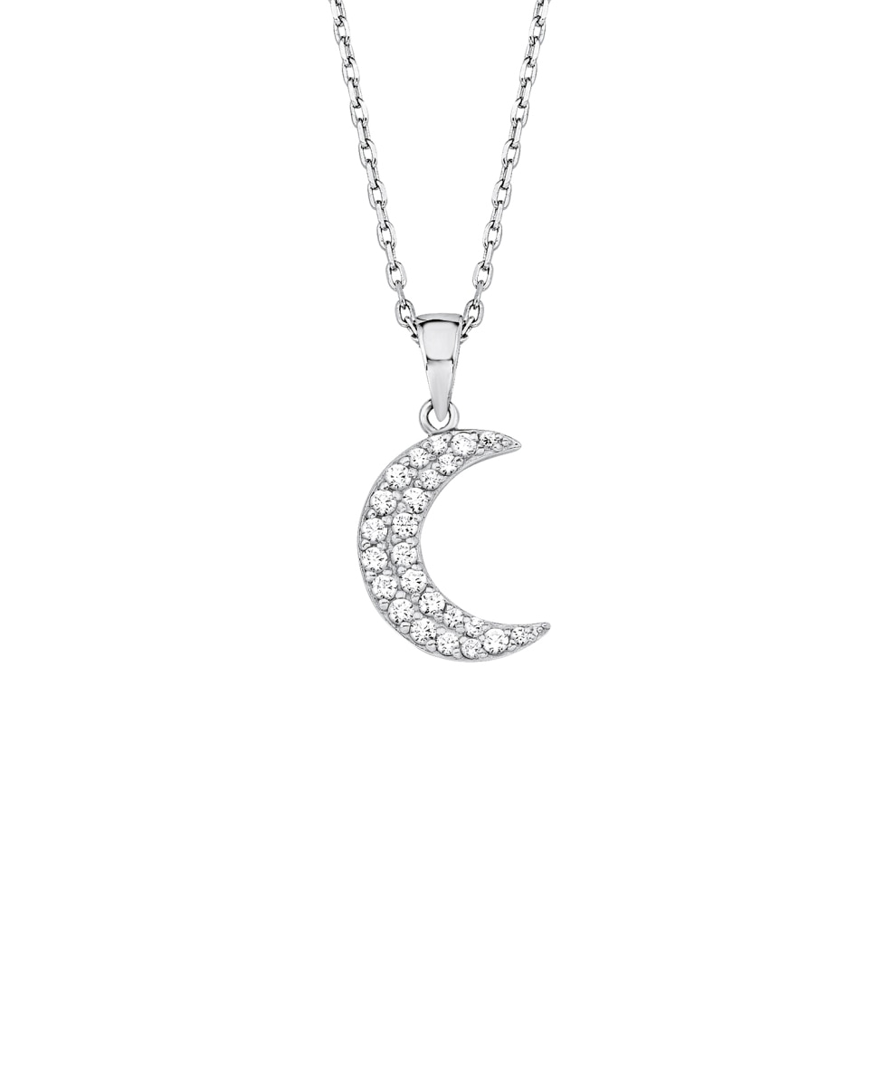 Imagen 1 de Cadena con colgante de plata de ley 925 y circonita sintética con luna Plata